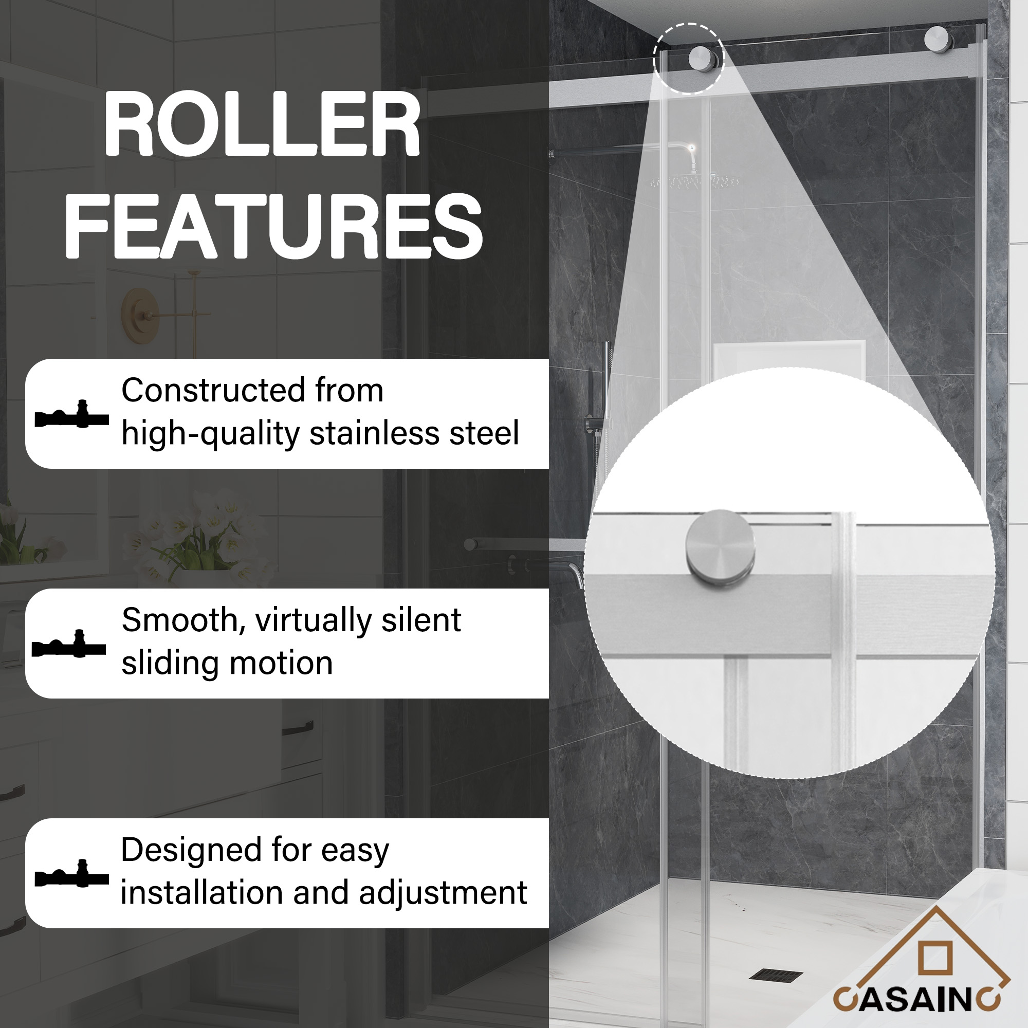 48"x76" Double Frameless Shower Door in Matte Black/Brushed Nickel/Chrome, Sliding Shower Enclosure with Rounded Corners Tempered Glass