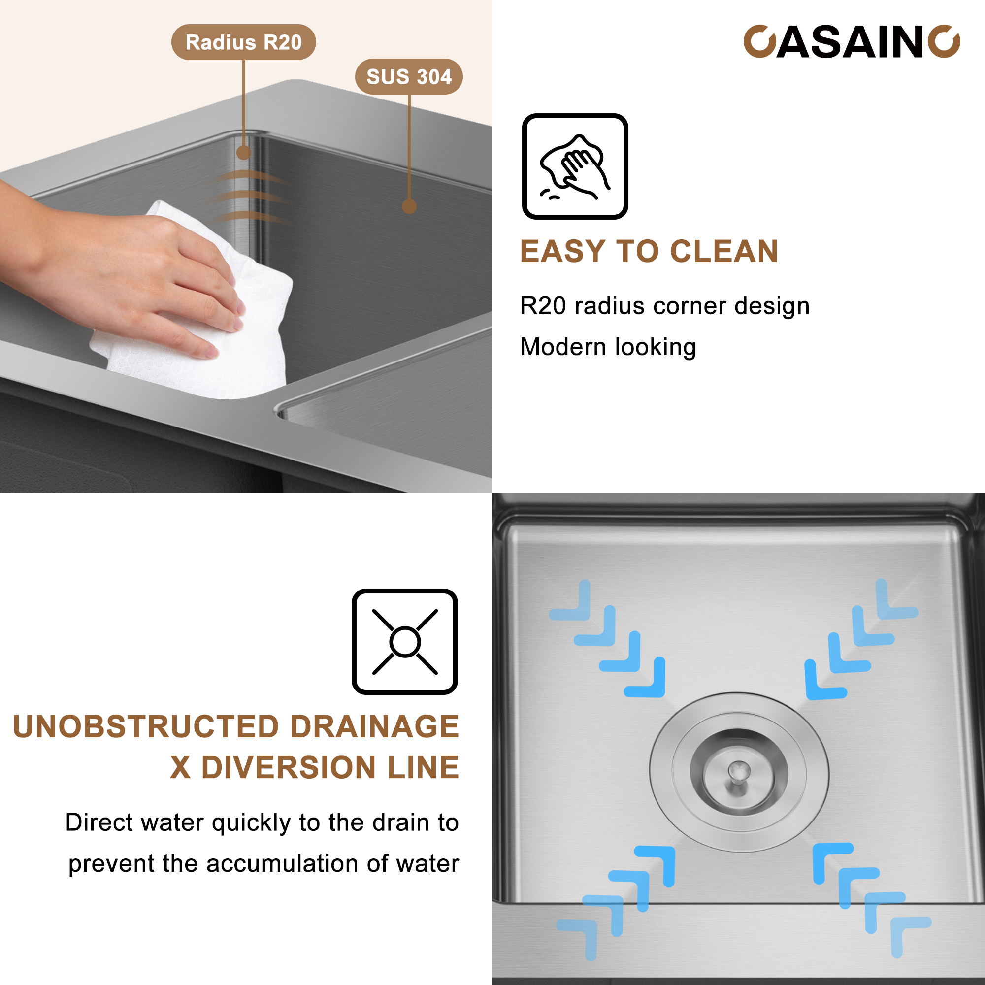 33 inch SUS304 Stainless Steel Topmount Workstation Kitchen Sink 18 gauge
