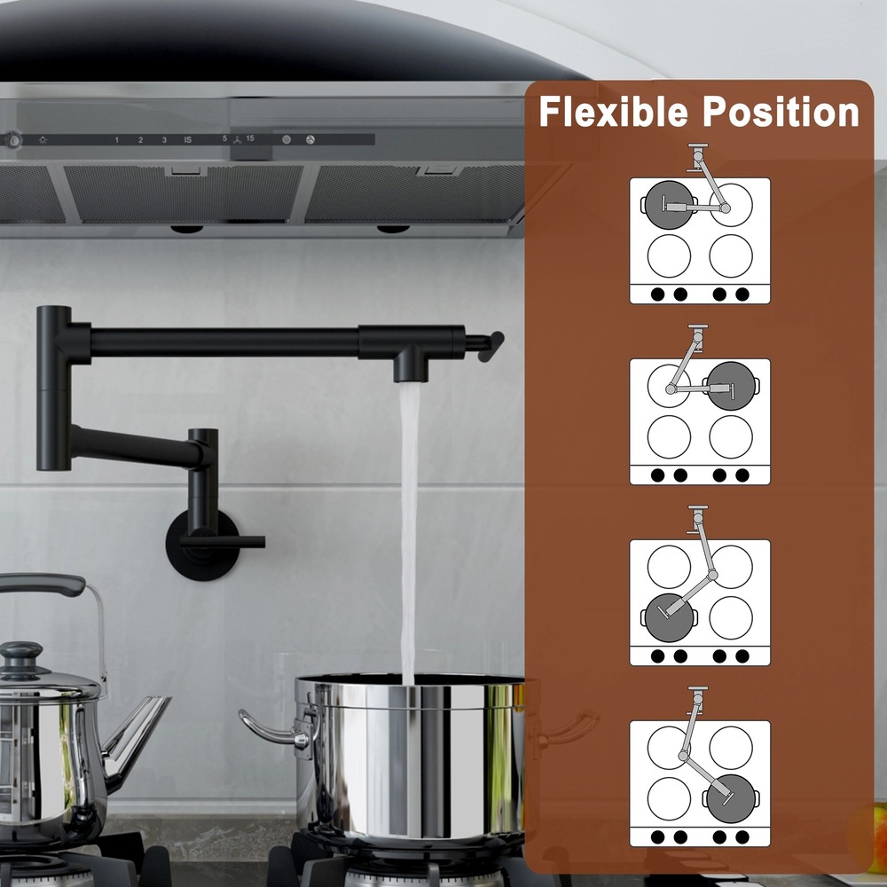 Modern Style Pot Filler Kitchen Faucet with 360° Swivel Spout