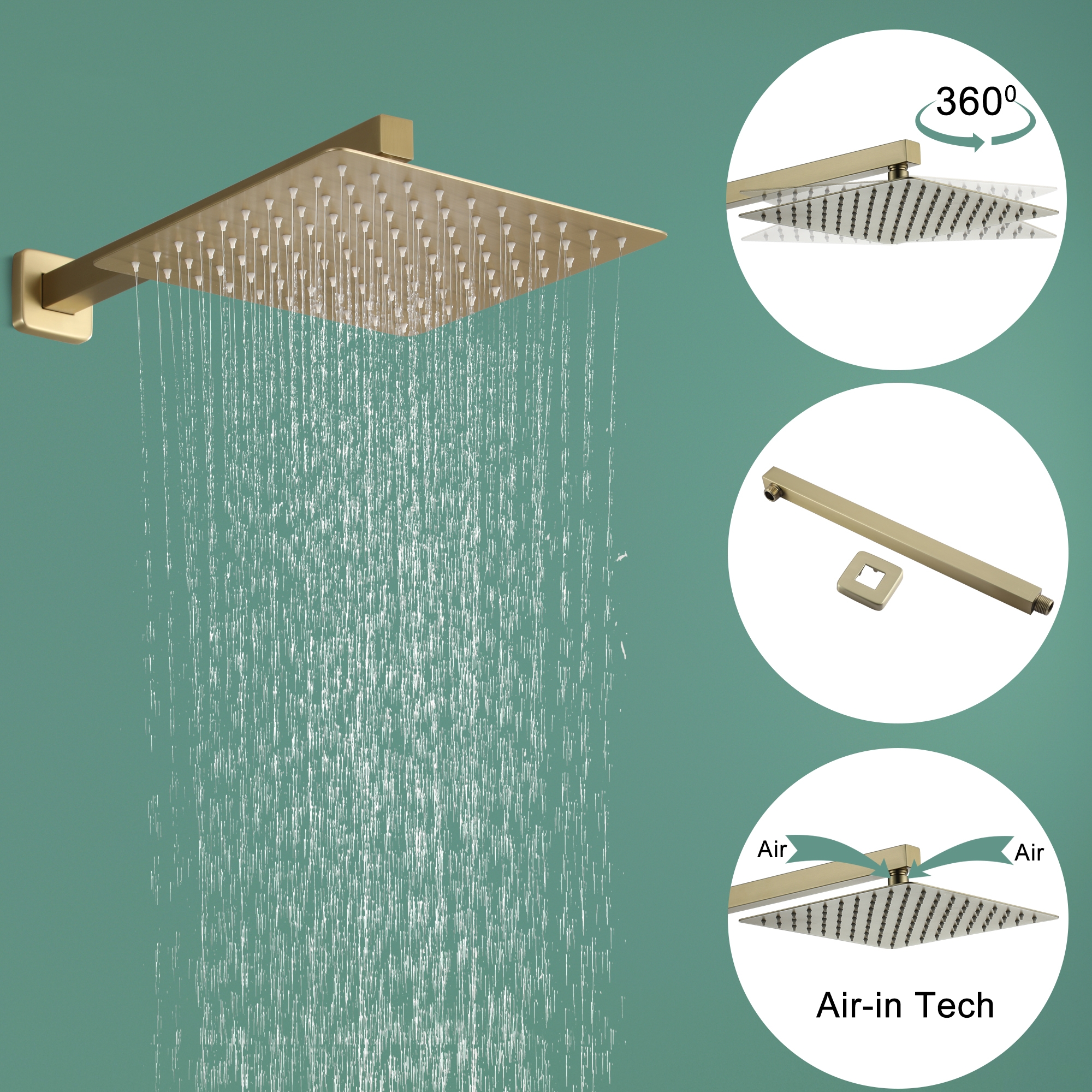 10-inch/12inch Rain Shower System With Handeld & Tub Spout