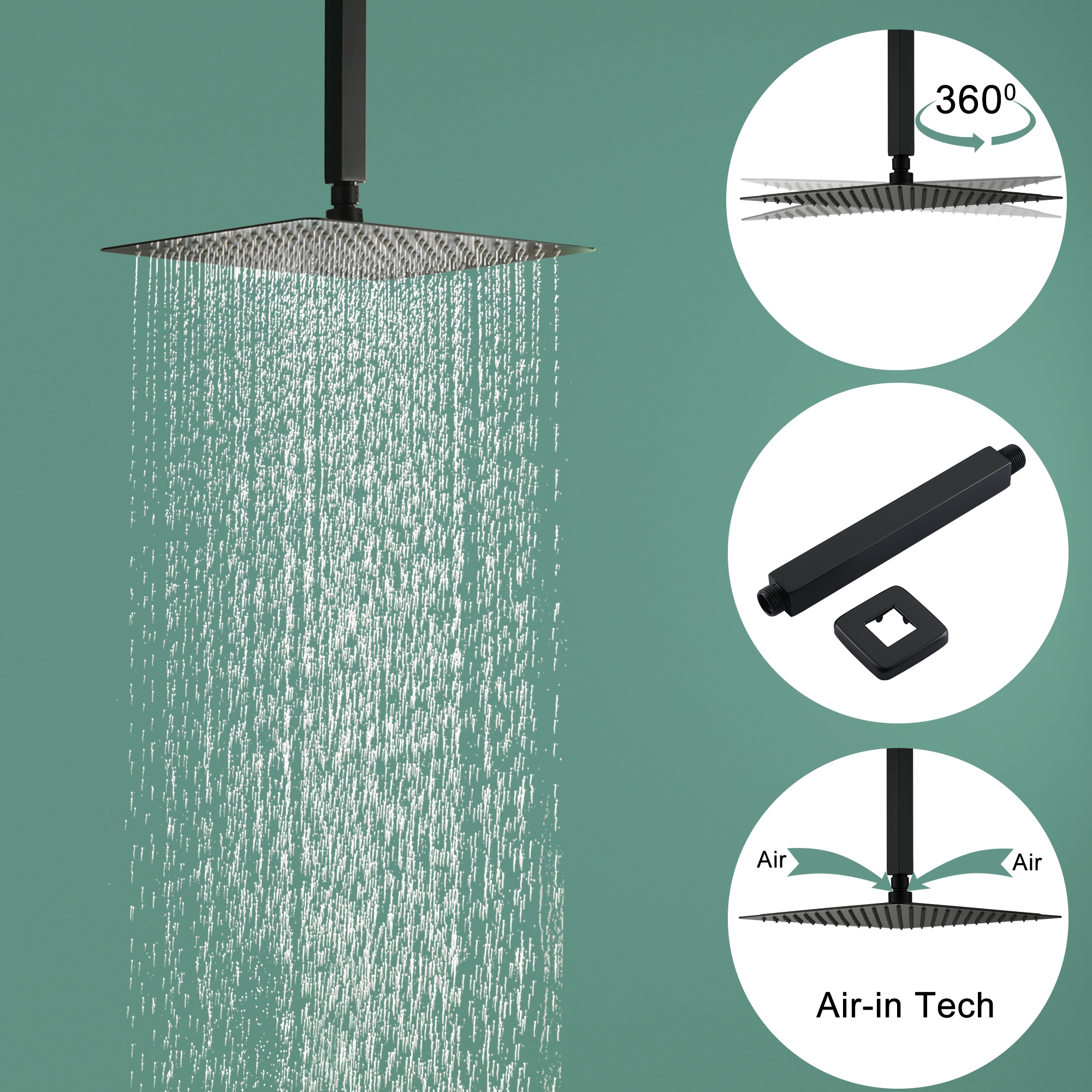 10-inch/12inch Rain Shower System With Handeld & Tub Spout