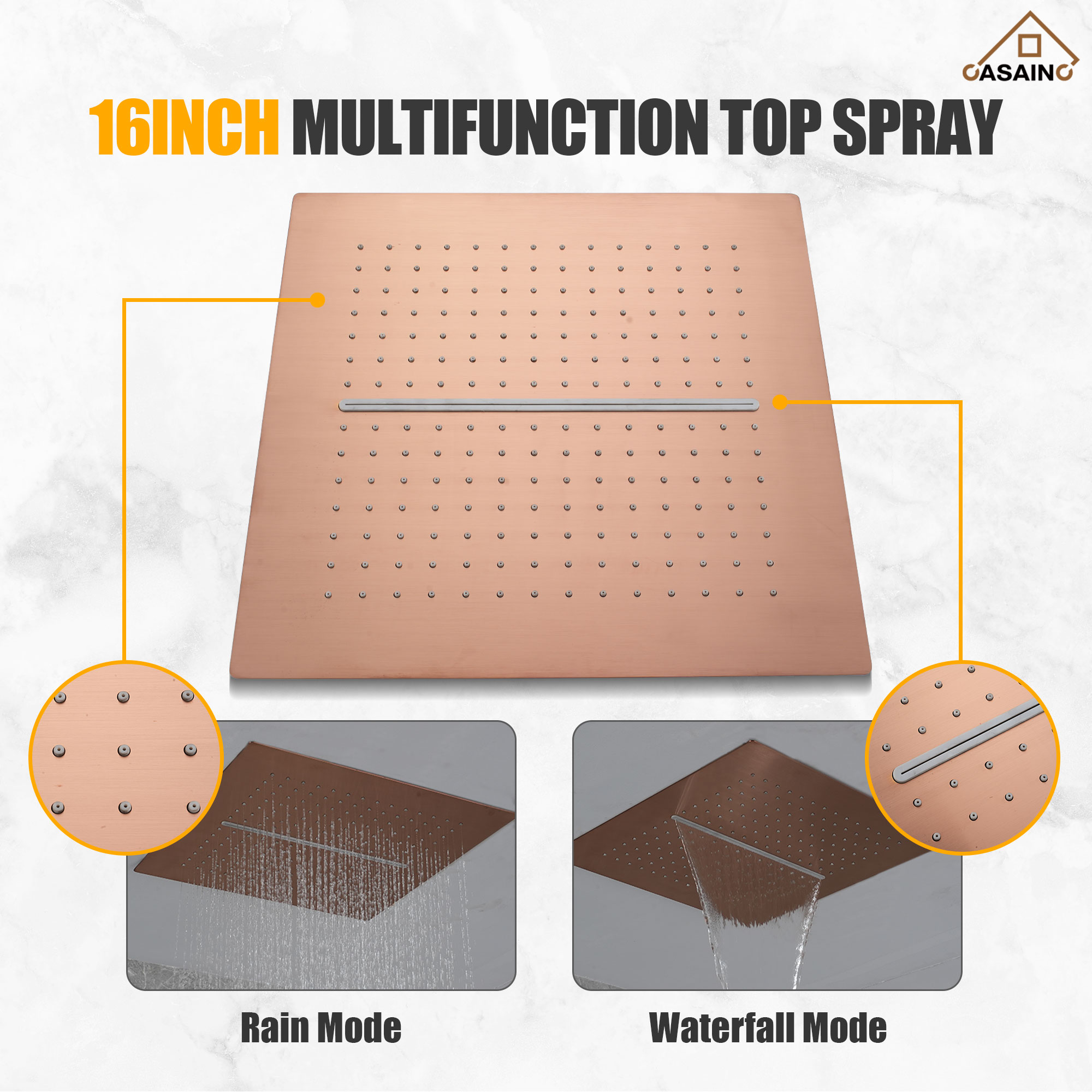 16'' Concealed Multi-Function Shower System 3-Spray Modes Showerhead