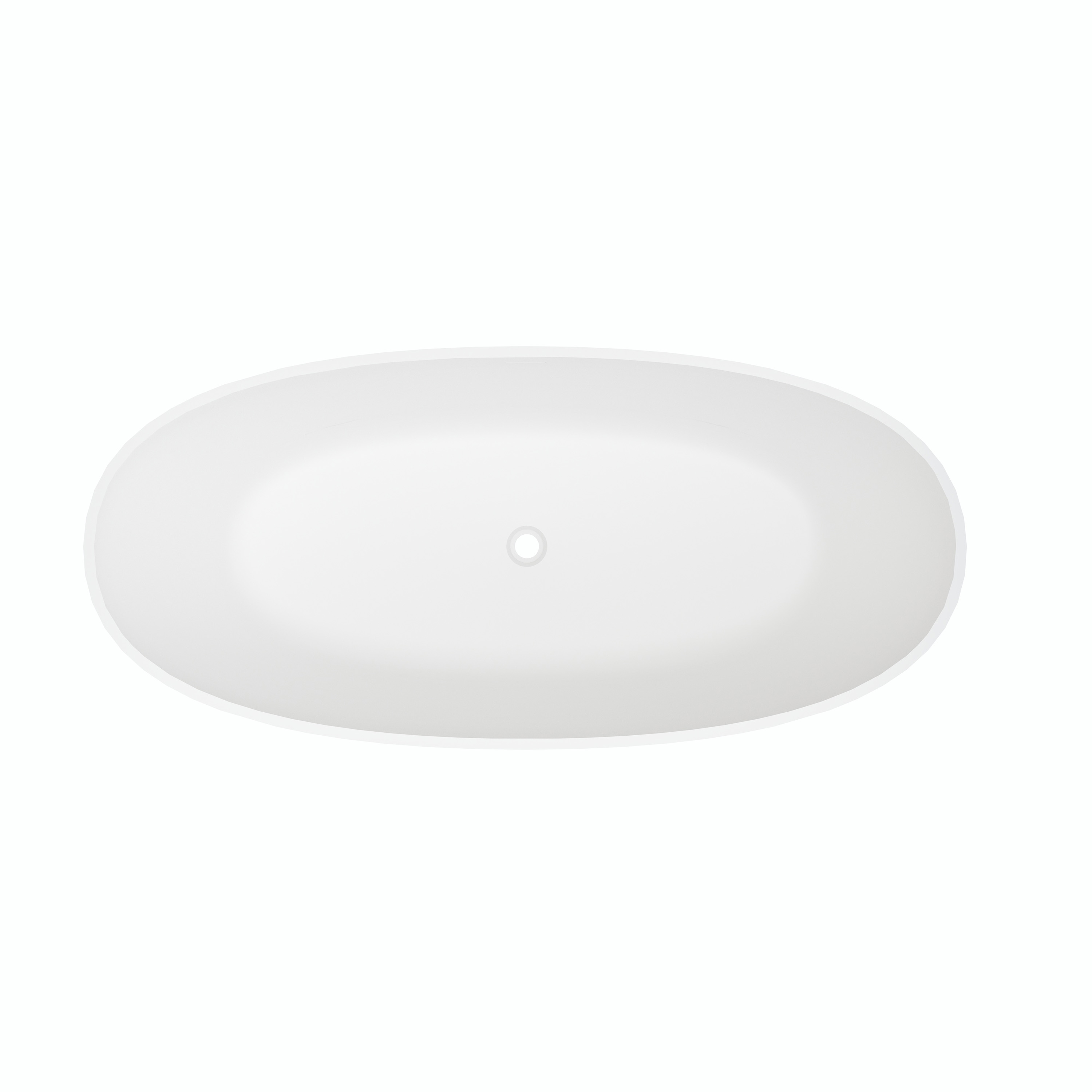 65" Freestanding Oval Solid Surface Soaking Bathtub in Emerald-Green with Center Drain & Overflow