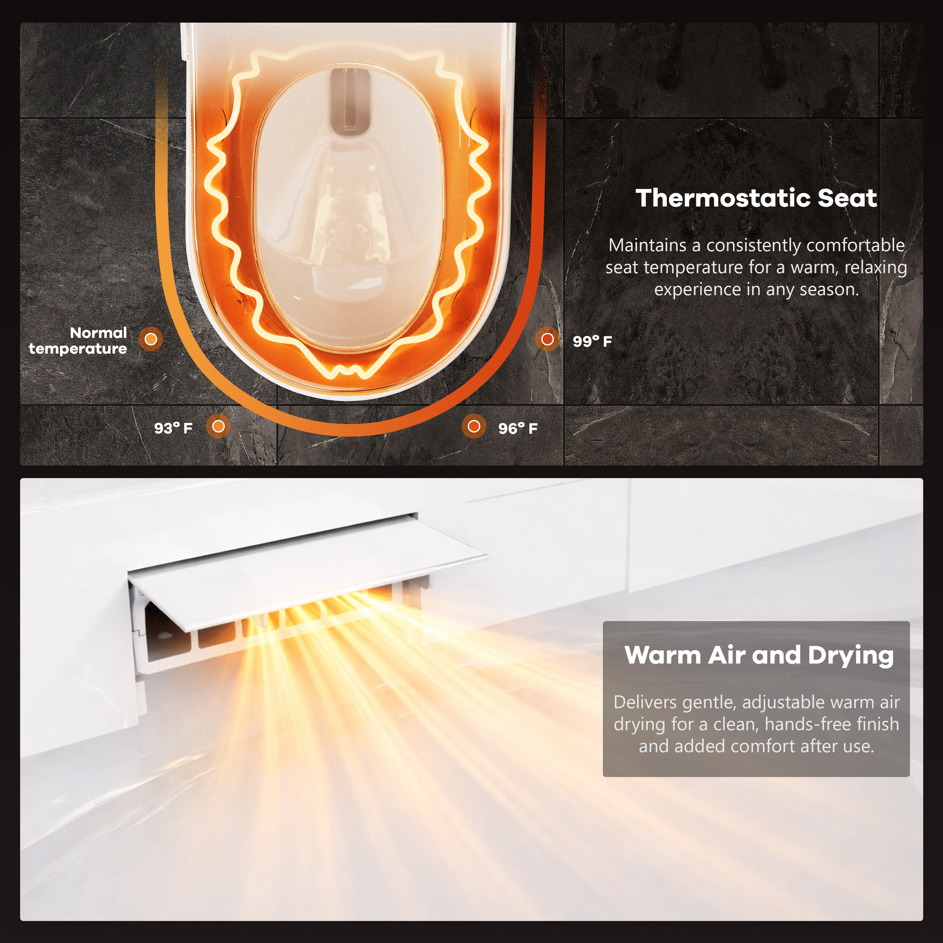 One-Piece Chair Height Elongated Smart Bidet Toilet with Auto Lid, Foam Shield Protection & Dual Flush