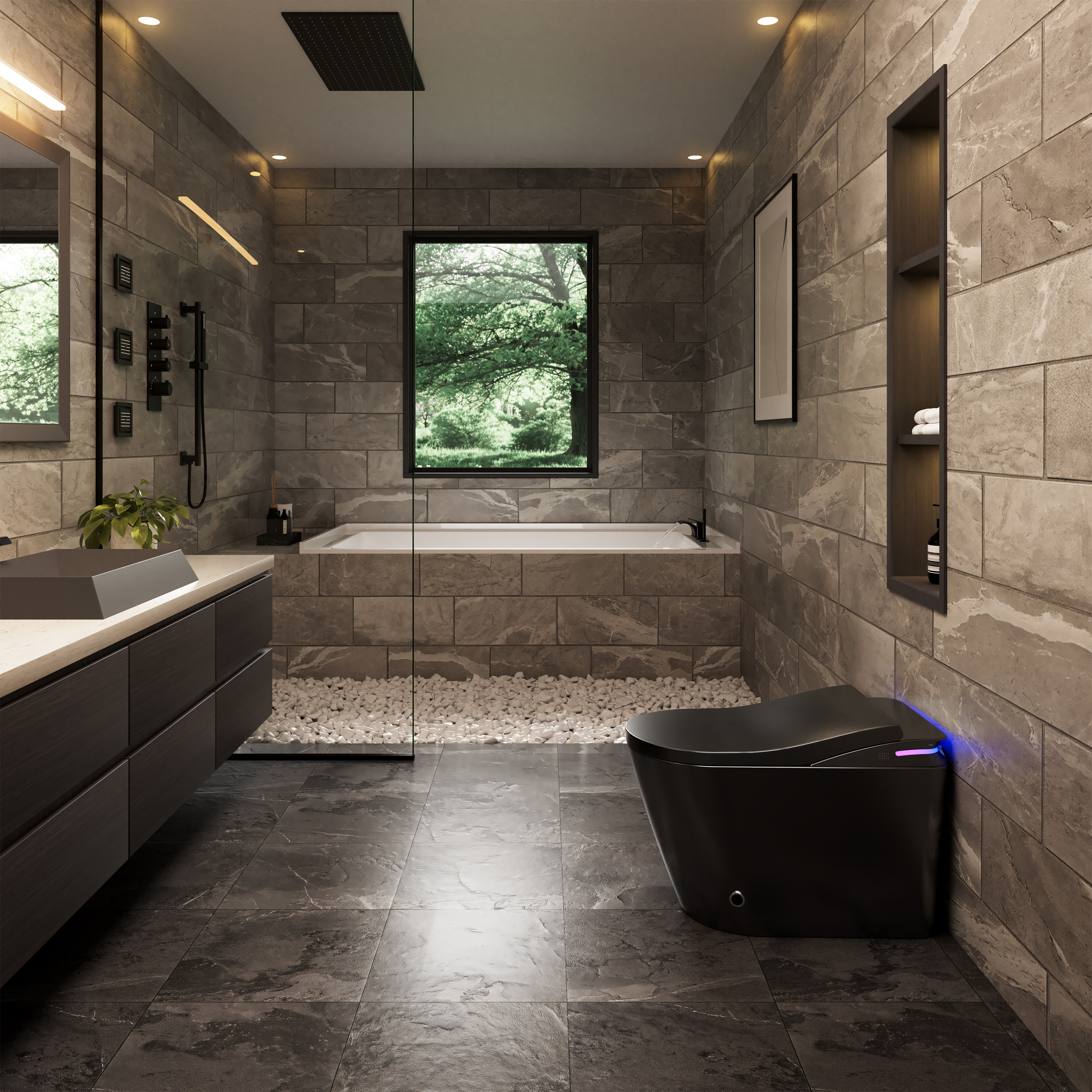 One-Piece Chair Height Elongated Smart Bidet Toilet with Auto Lid, Foam Shield Protection & Dual Flush