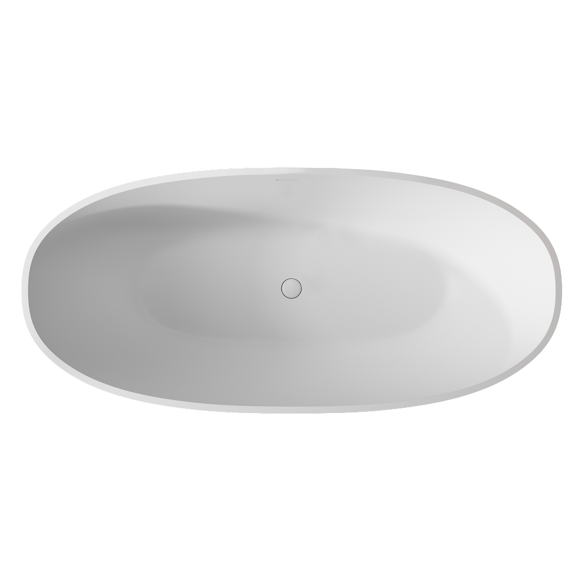 55 inches  Solid Surface Free-Standing Bathtub with Center  Drain in Matte White