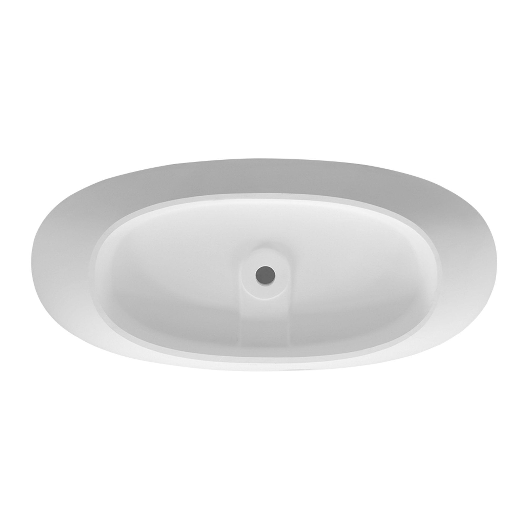 55 inches  Solid Surface Free-Standing Bathtub with Center  Drain in Matte White