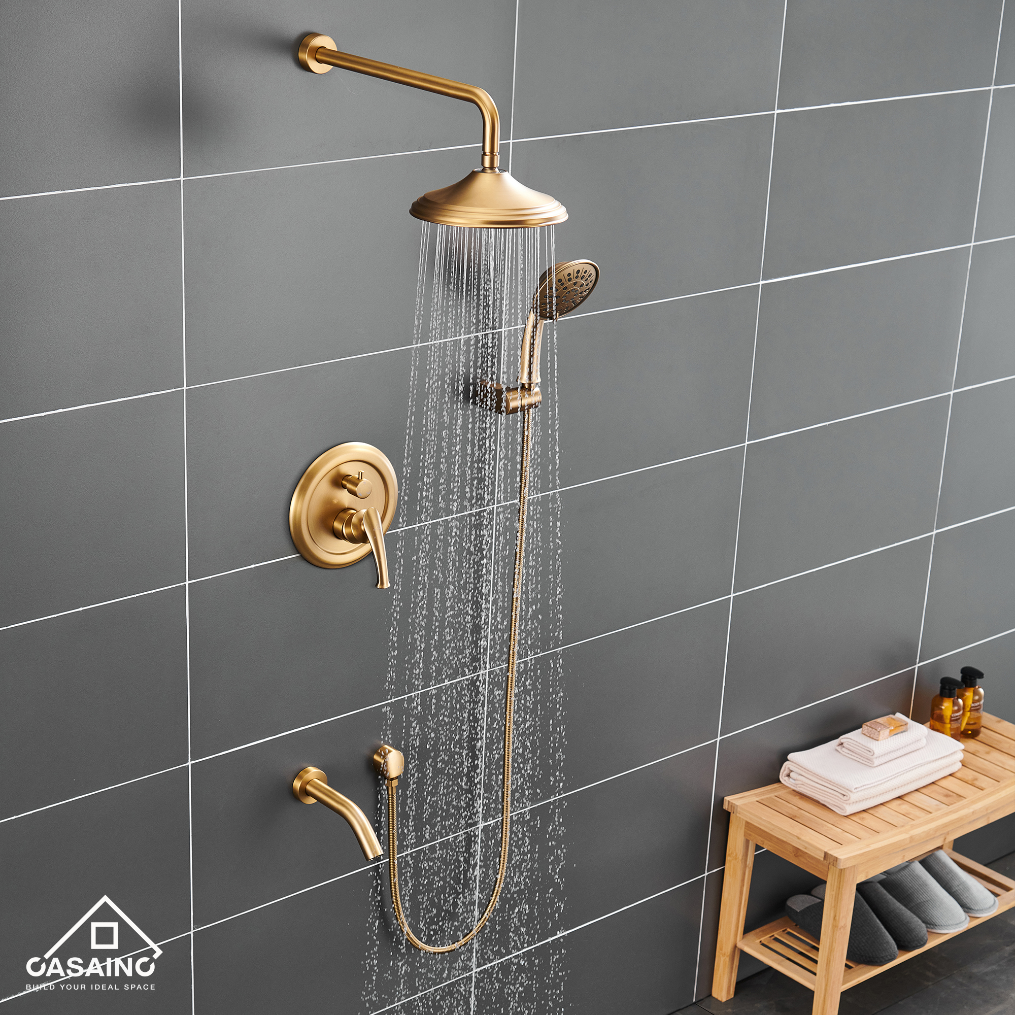 CASAINC 8.3 inch Wall-mounted Rain Shower Faucet with Pressure Balanced Valve