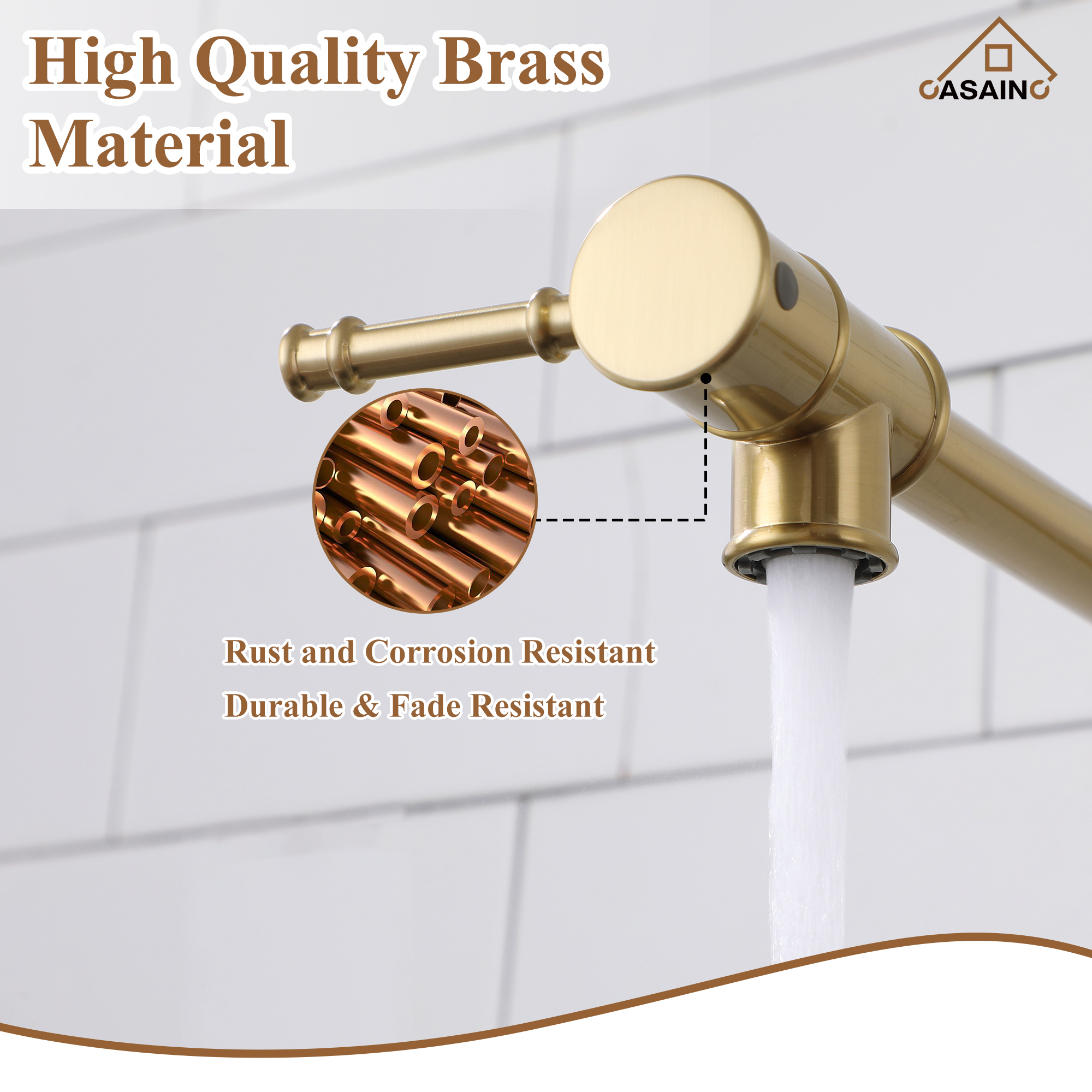Space-Saving Wall-Mounted Pot Filler with Double Handles and Folding Design