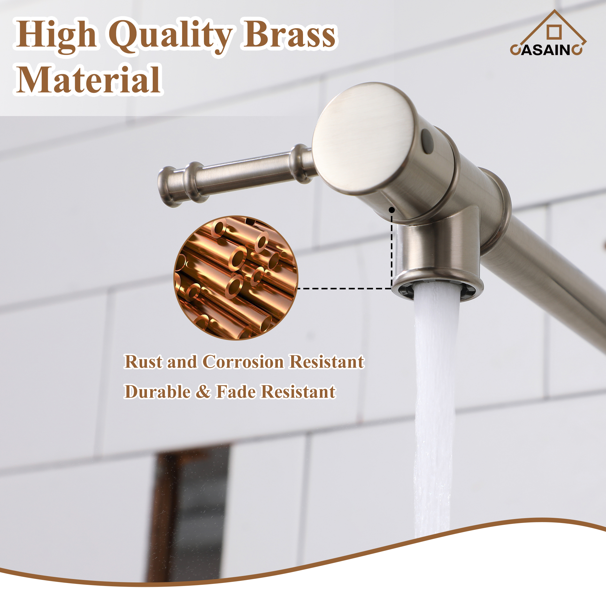 Space-Saving Wall-Mounted Pot Filler with Double Handles and Folding Design