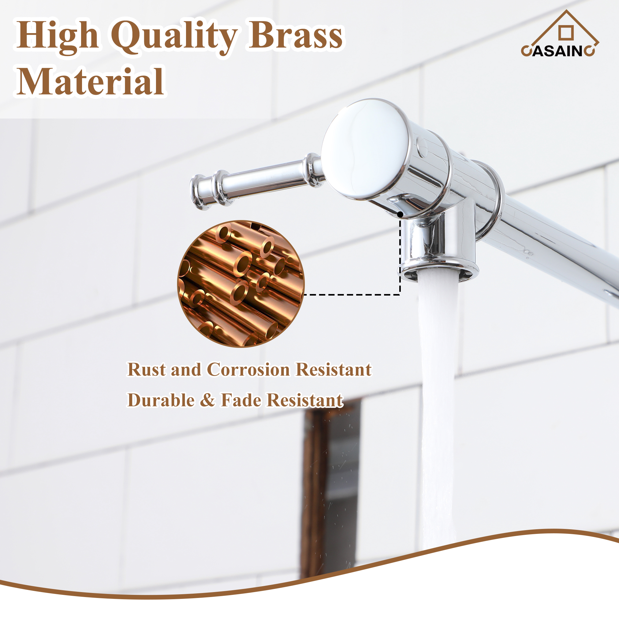 Space-Saving Wall-Mounted Pot Filler with Double Handles and Folding Design