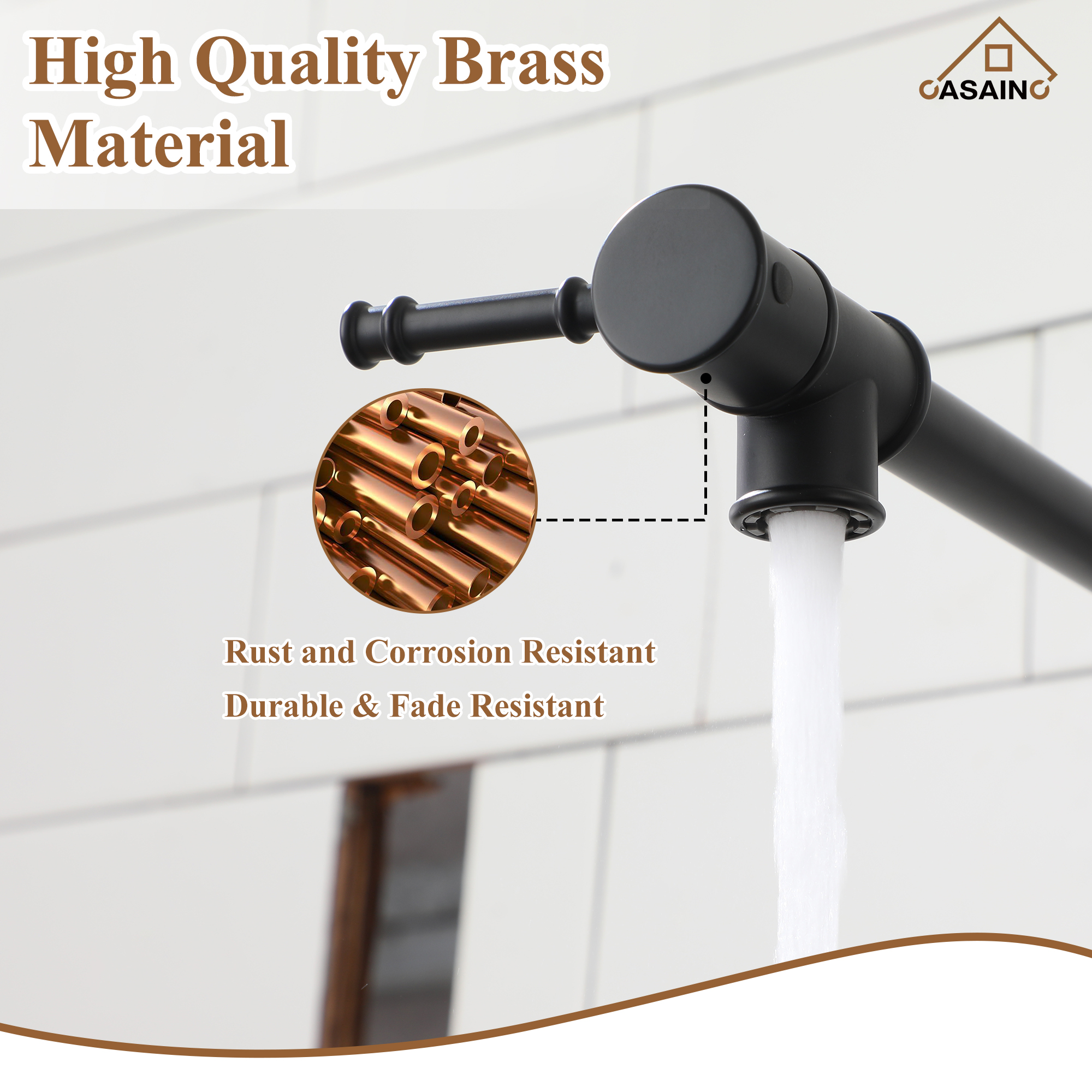 Space-Saving Wall-Mounted Pot Filler with Double Handles and Folding Design