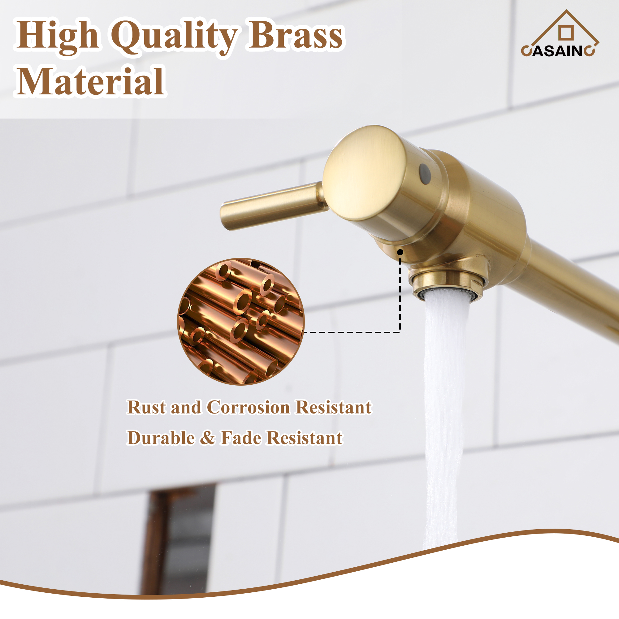 Double Handles Wall-Mounted Folding Pot Filler Space-Saving