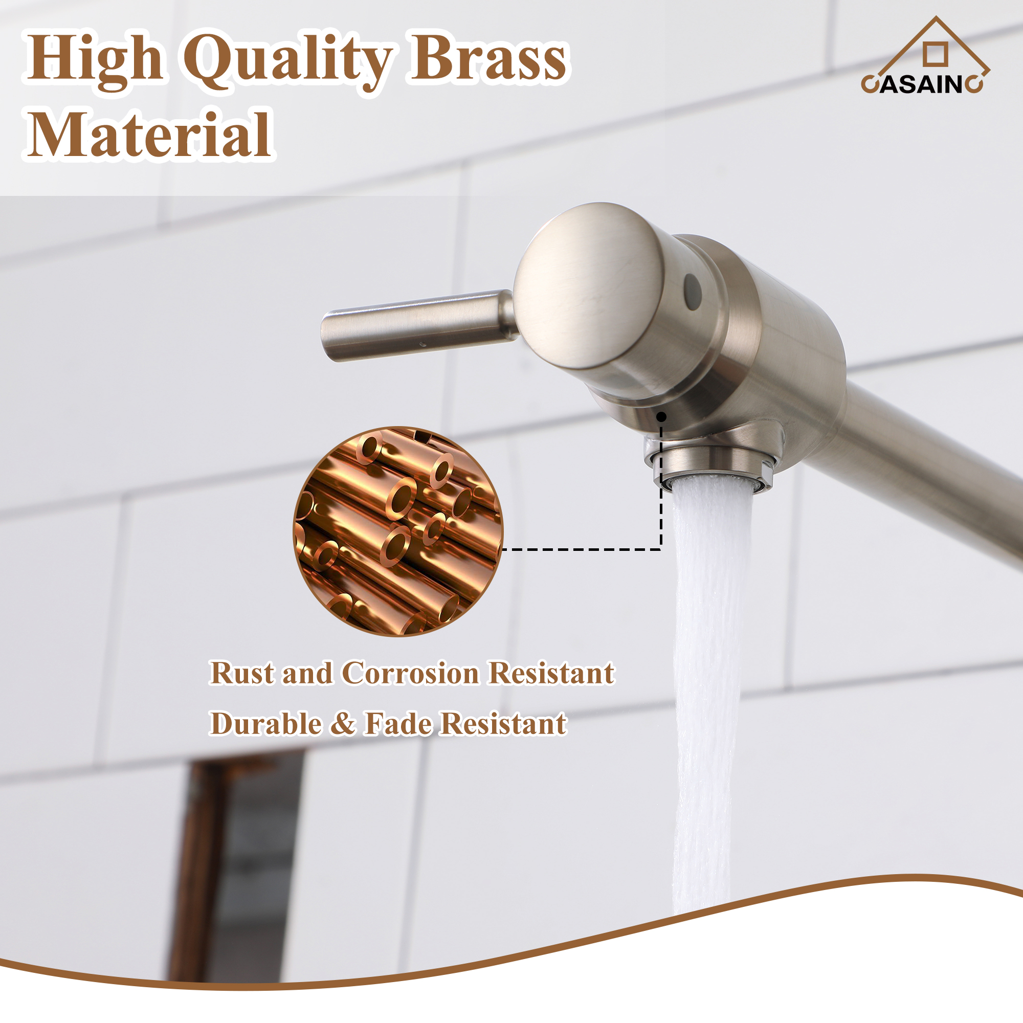 Double Handles Wall-Mounted Folding Pot Filler Space-Saving