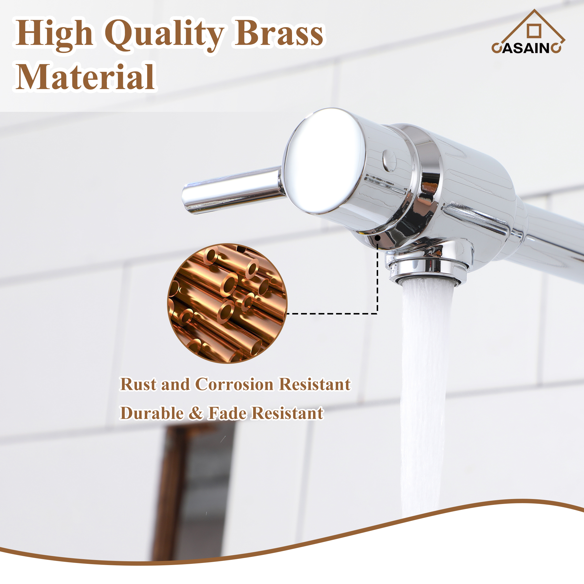 Double Handles Wall-Mounted Folding Pot Filler Space-Saving