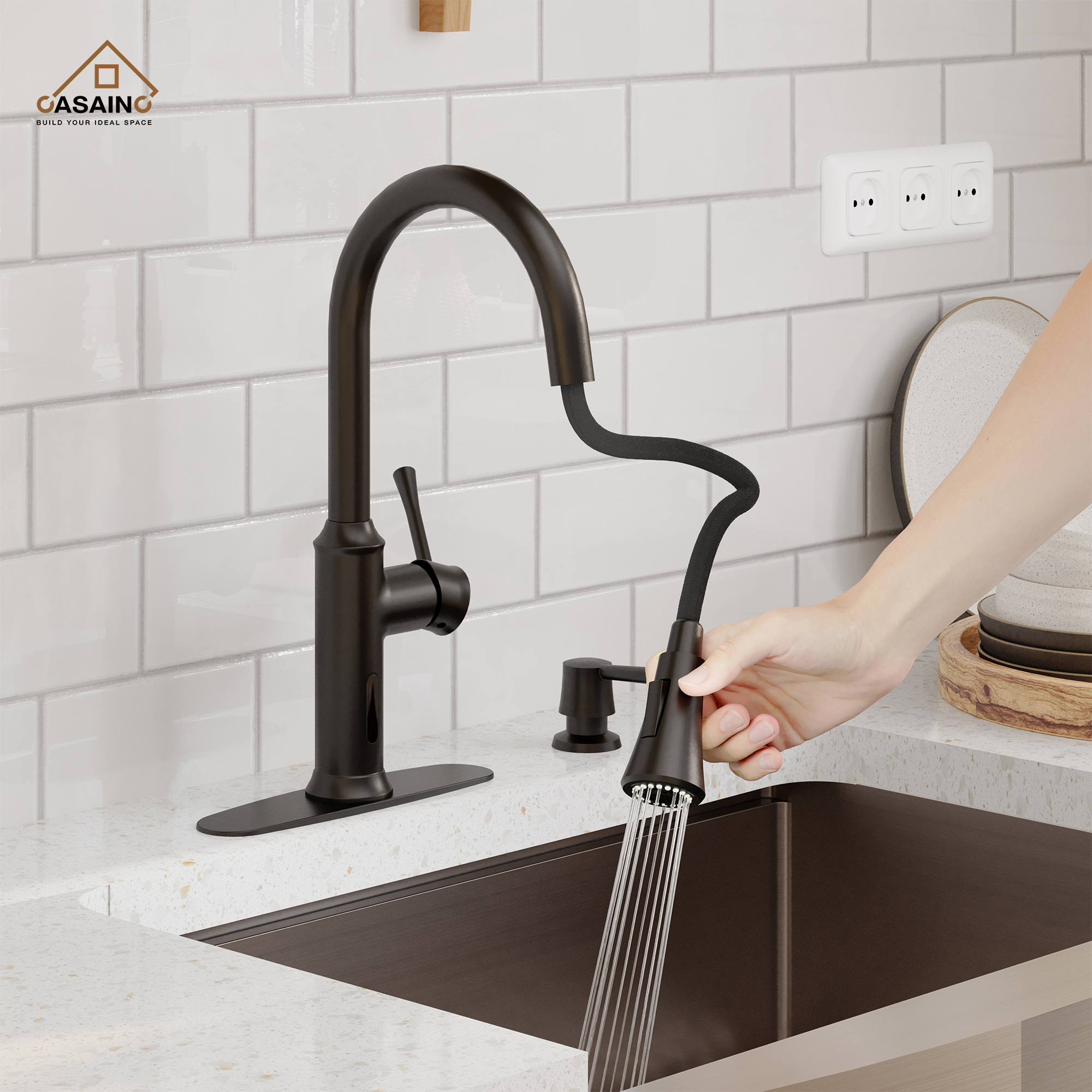 Smart Voice-Controlled Kitchen Faucet with Pull Down Sprayer and Touchless Technology