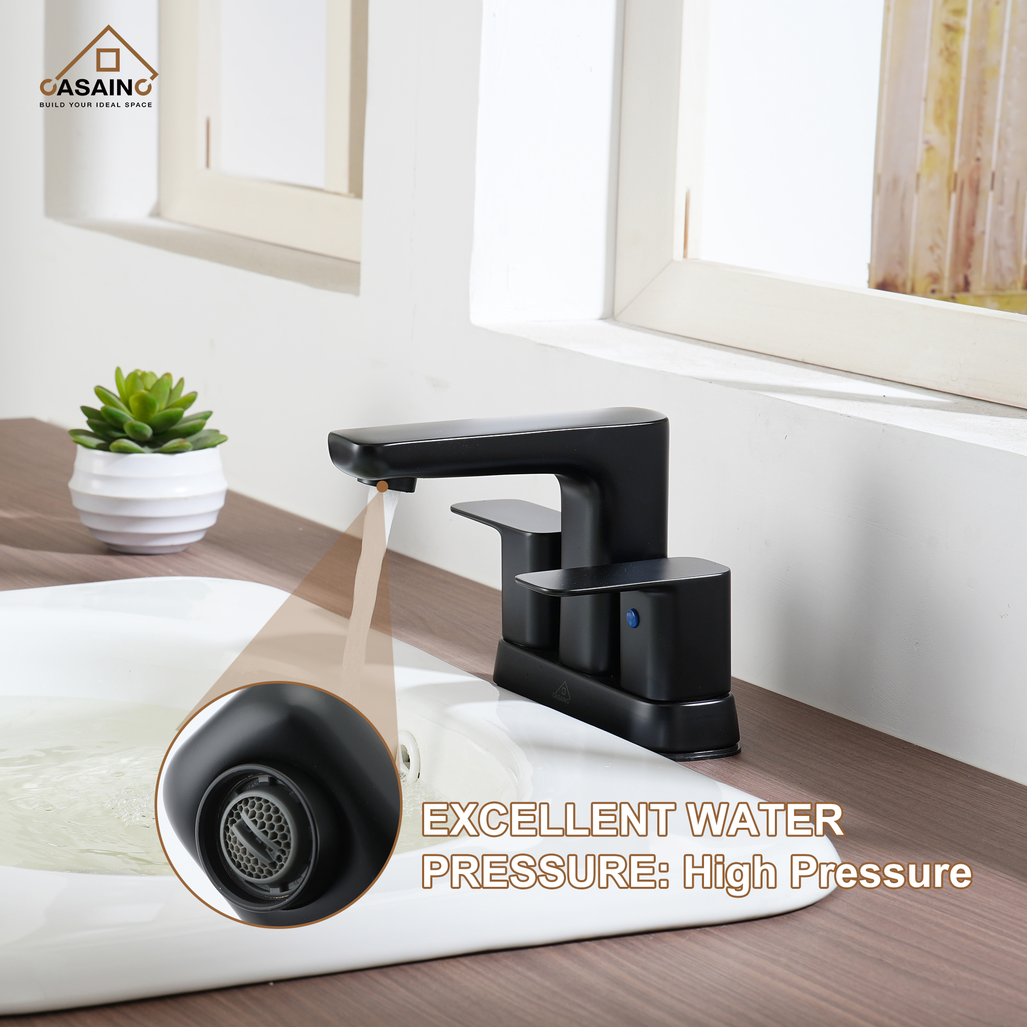 Premium 4-Inch Bathroom Vanity Faucet Set with Dual Handles, Matte Black Finish