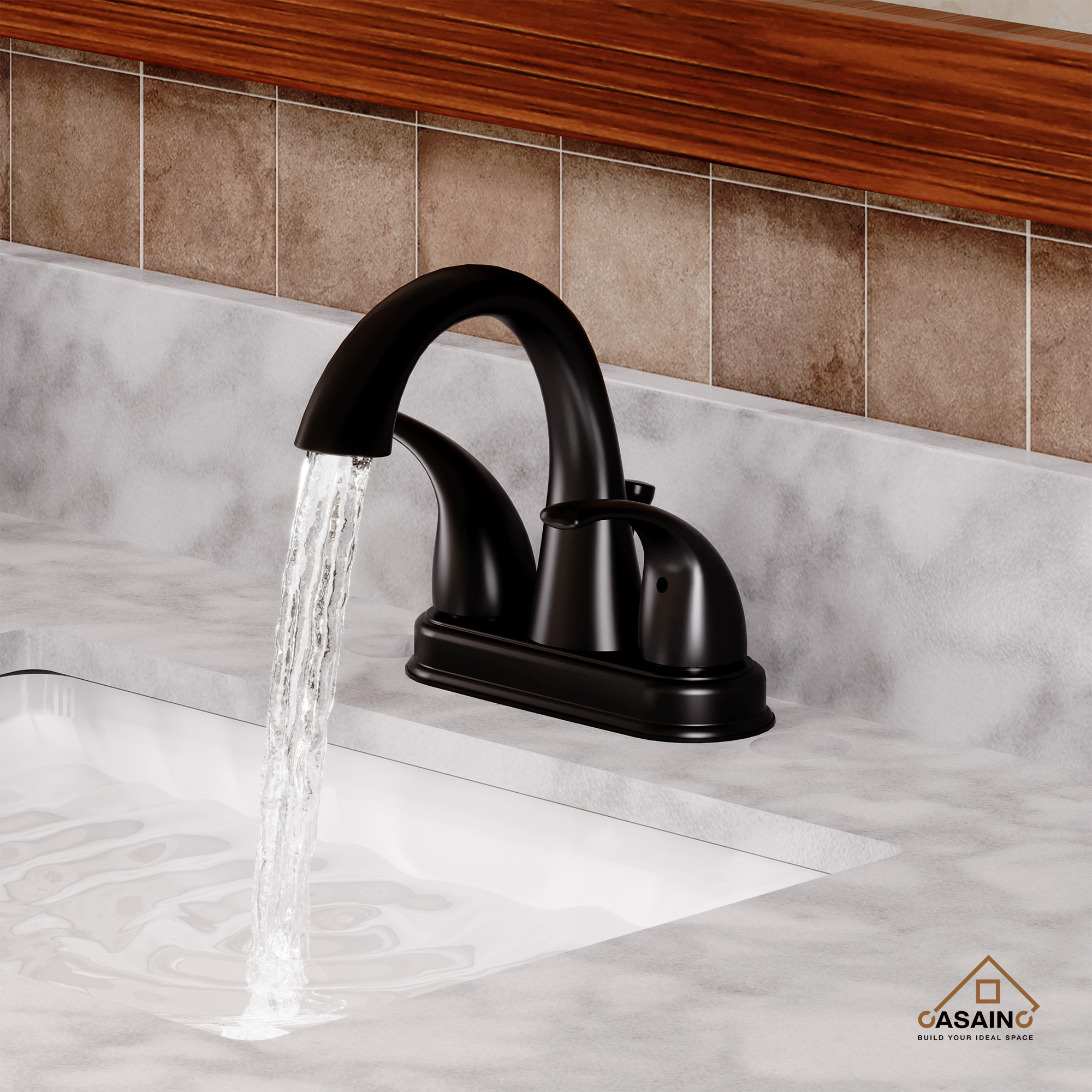 Luxurious Matte Black Bathroom Sink Faucet Set with Dual Handles