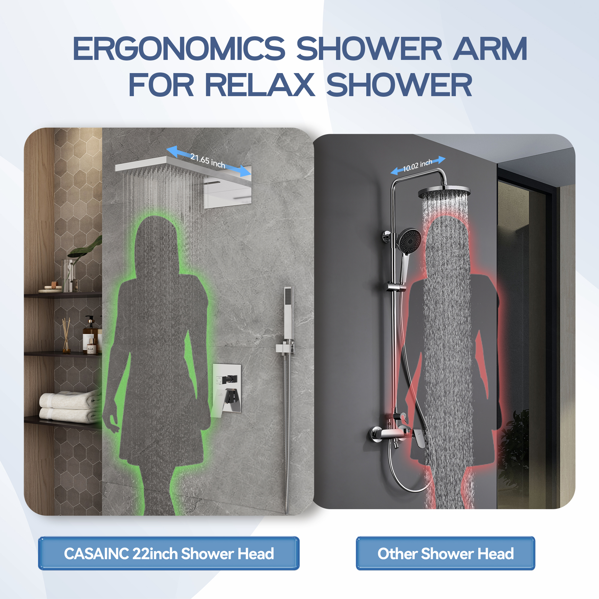 22" Wall Mounted Stainless Steel Shower Systems With Handheld Shower