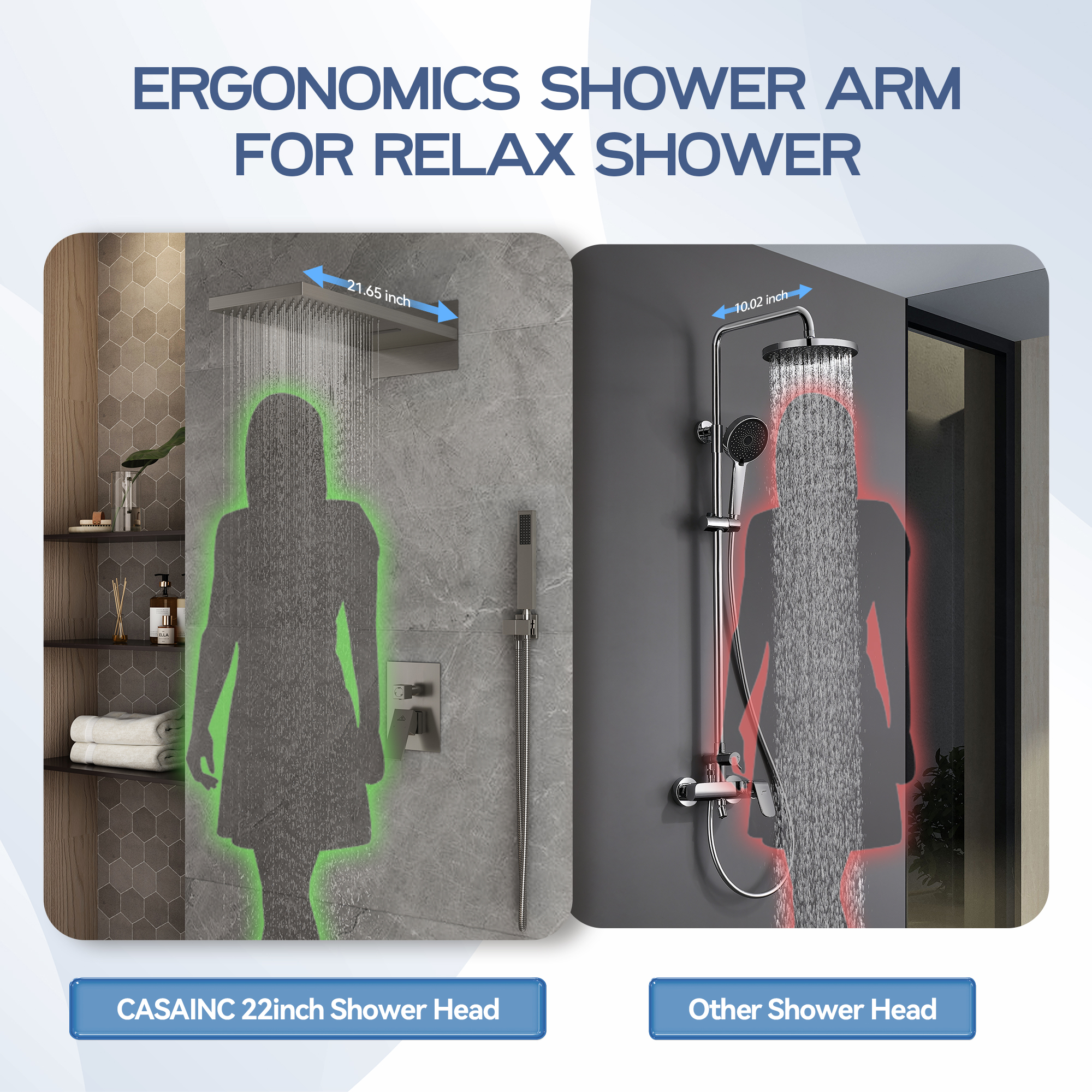 22" Wall Mounted Stainless Steel Shower Systems With Handheld Shower