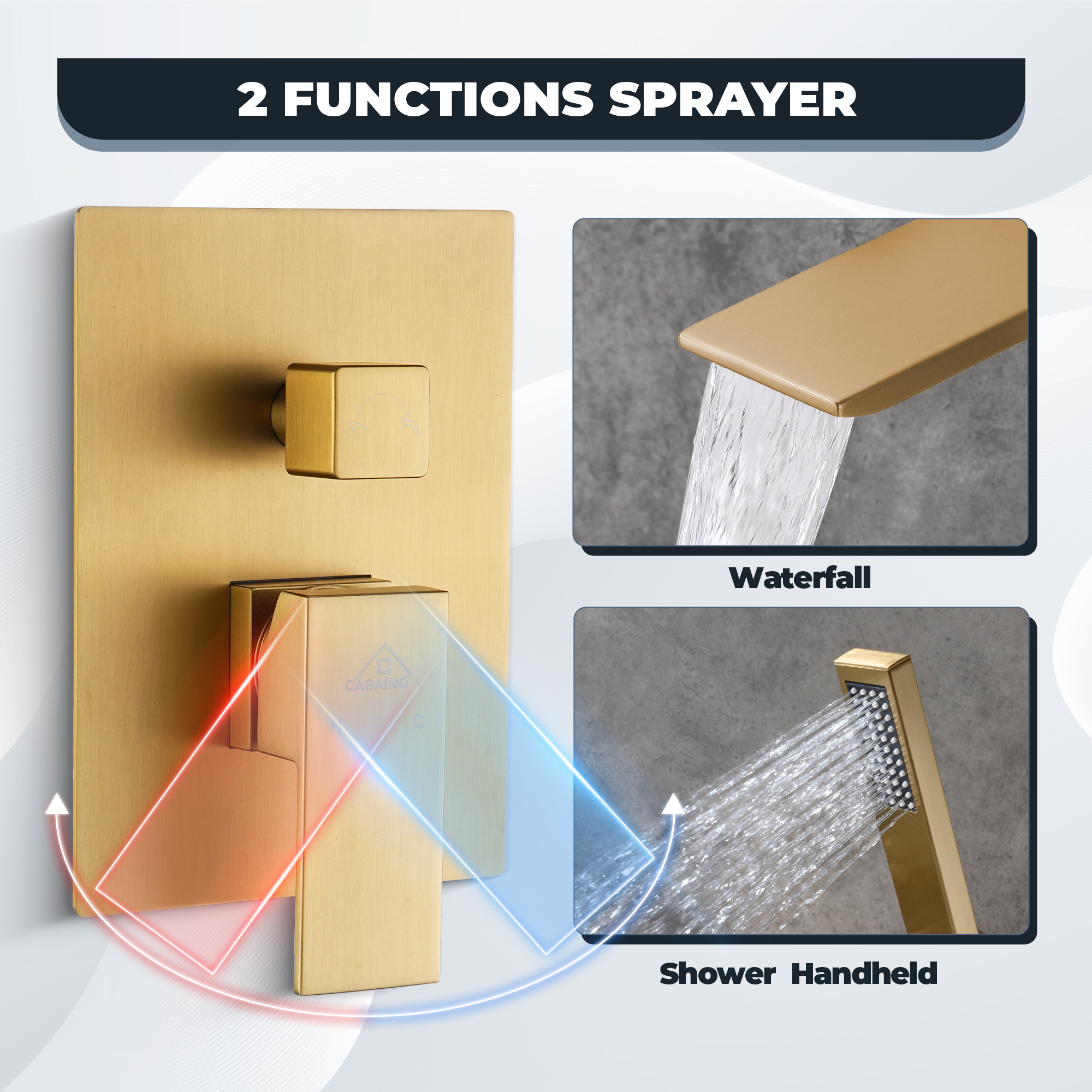 Wall Mounted Bathtub Faucet Set With Handheld Shower Head