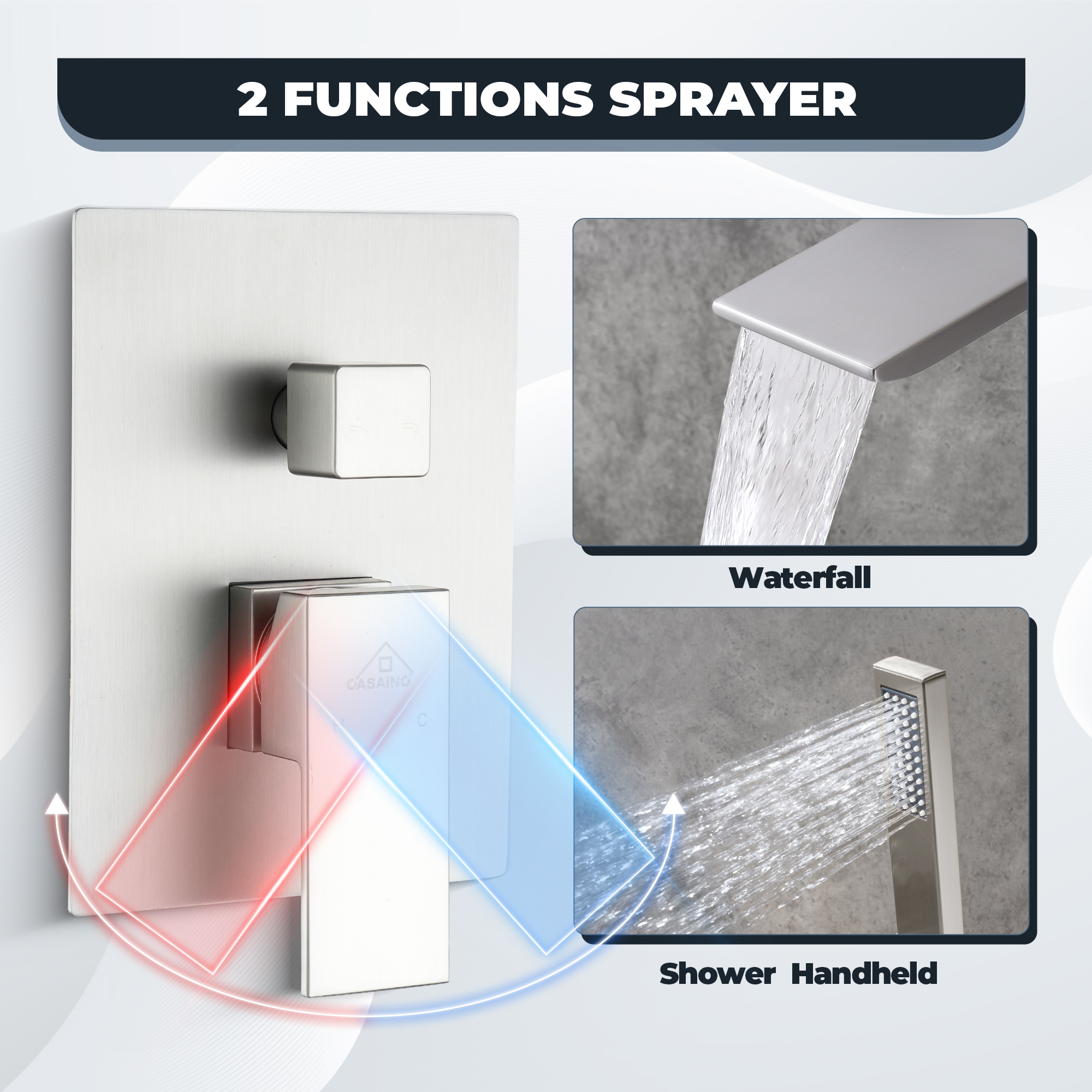 Wall Mounted Bathtub Faucet Set With Handheld Shower Head
