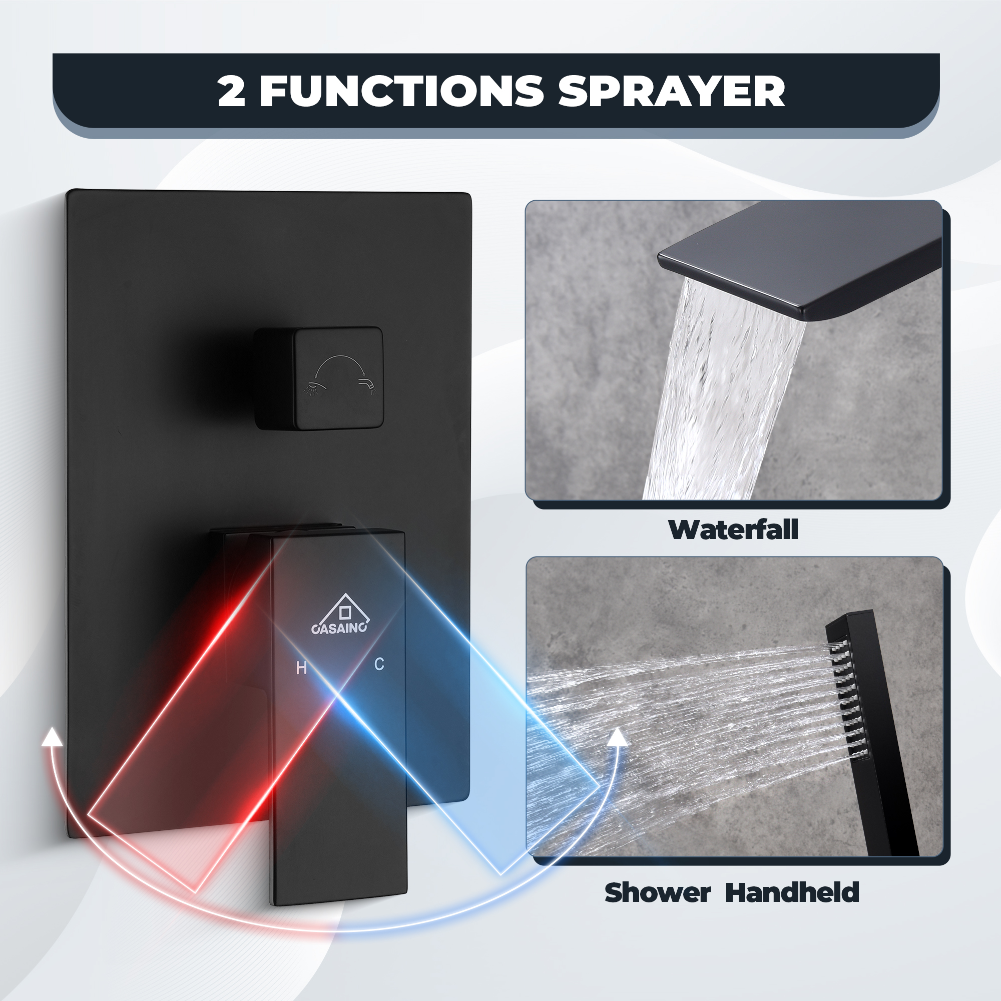 Wall Mounted Bathtub Faucet Set With Handheld Shower Head