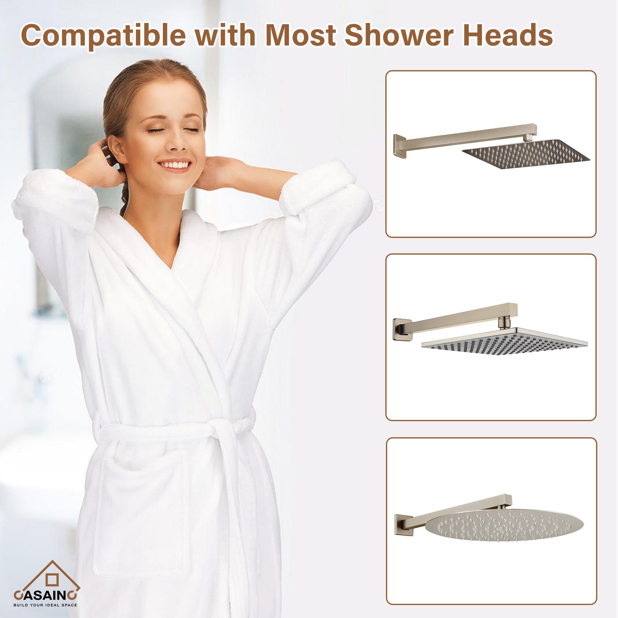 15.75" Wall-Mounted Square Shower Arm with Flange