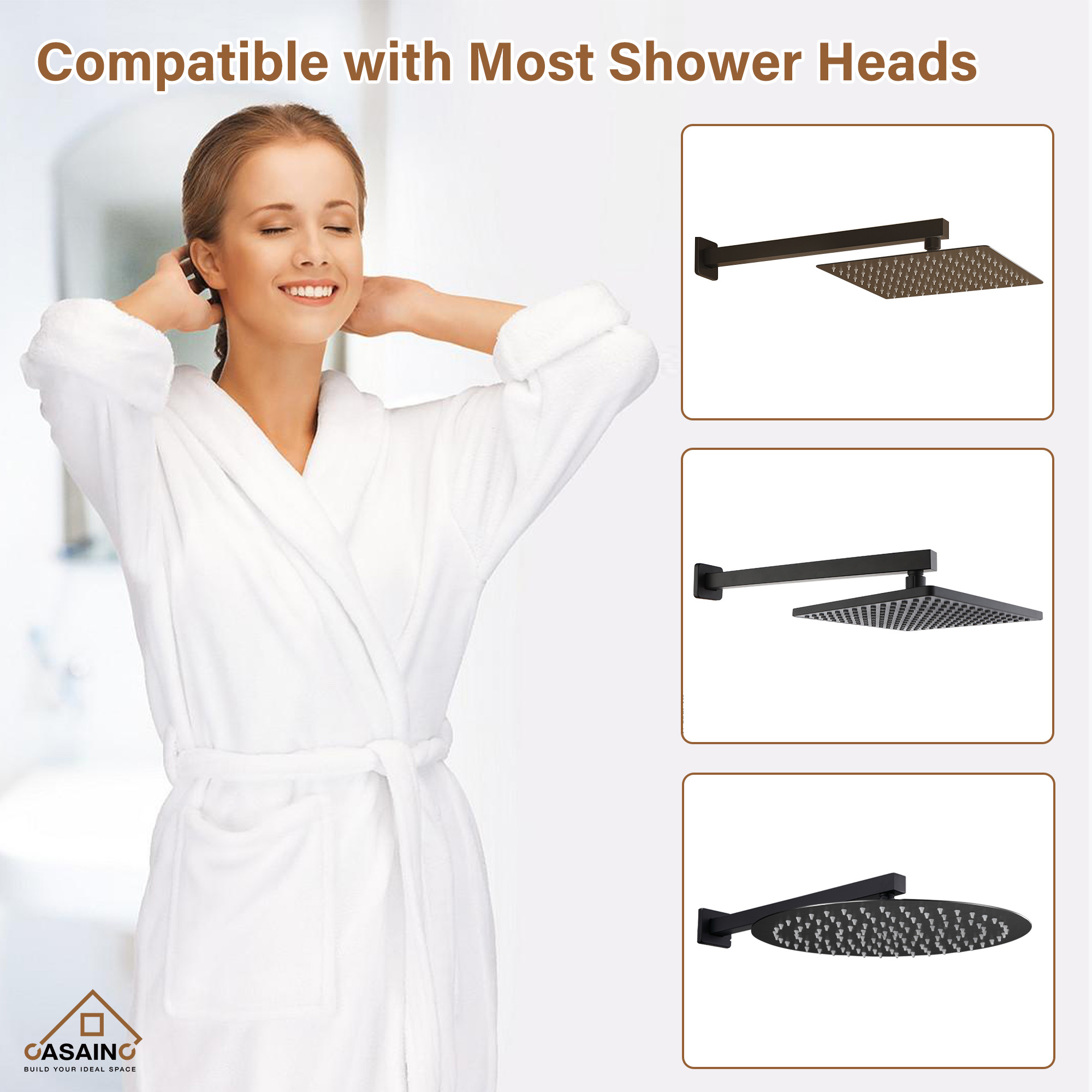 15.75" Wall-Mounted Square Shower Arm with Flange