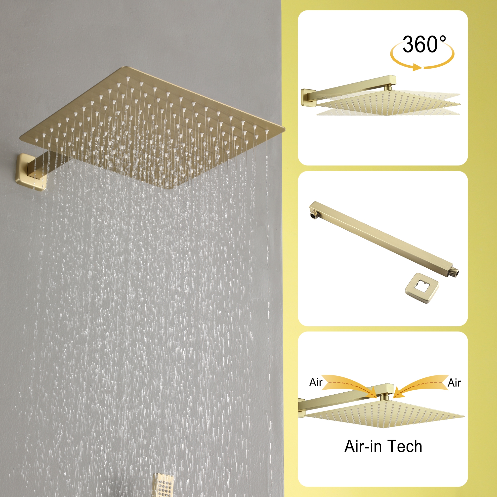 10-inch/12inch Rainfall Shower System With Hand Shower & Pressure-Balanced Valve