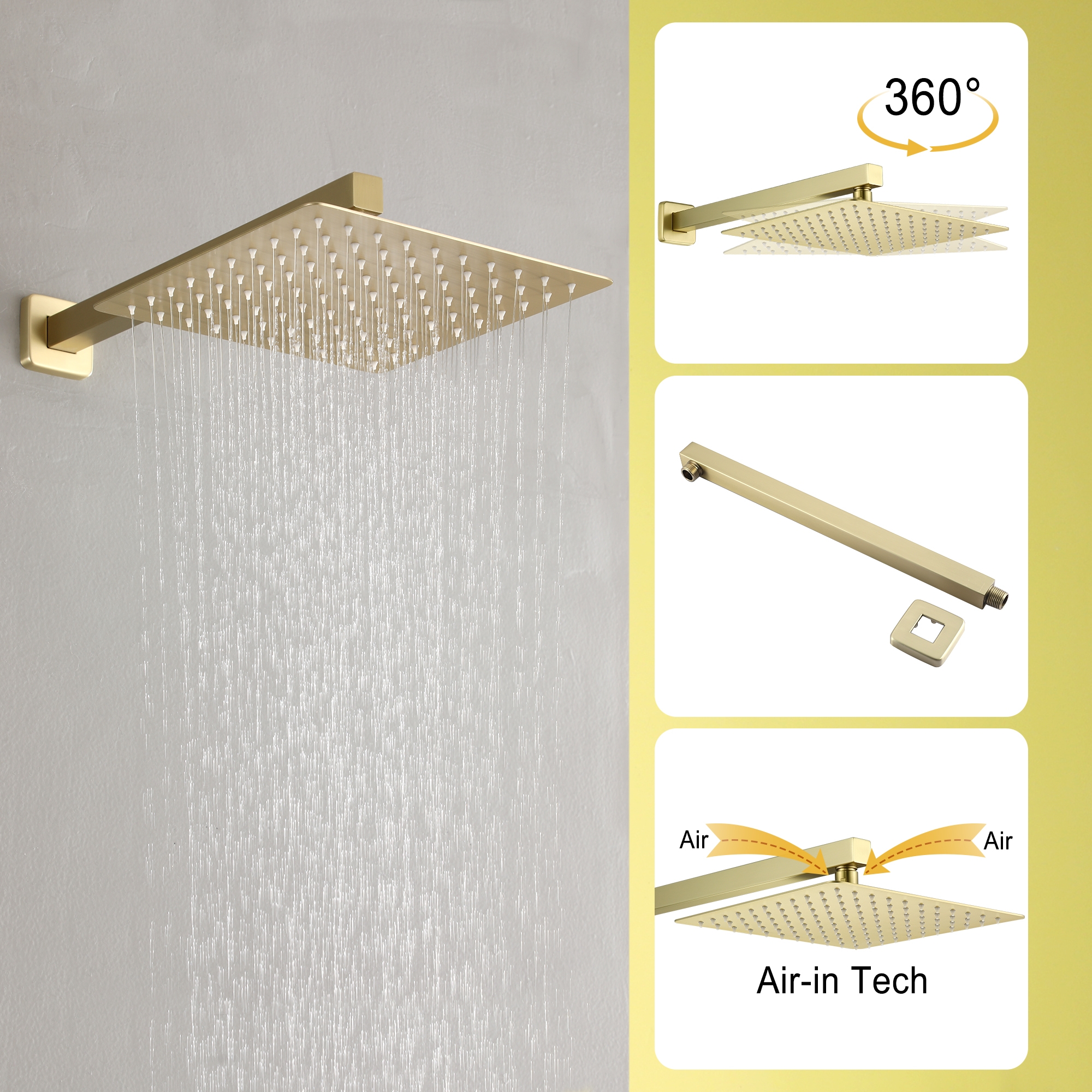 10-inch/12inch Rainfall Shower System With Hand Shower & Pressure-Balanced Valve