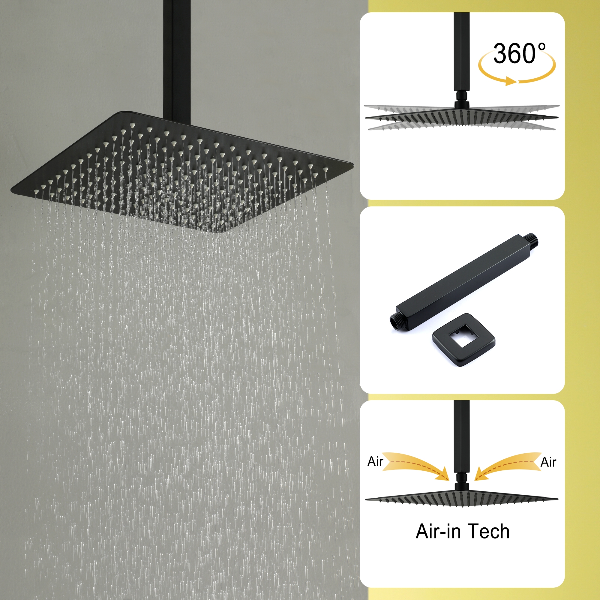 10-inch/12inch Rainfall Shower System With Hand Shower & Pressure-Balanced Valve