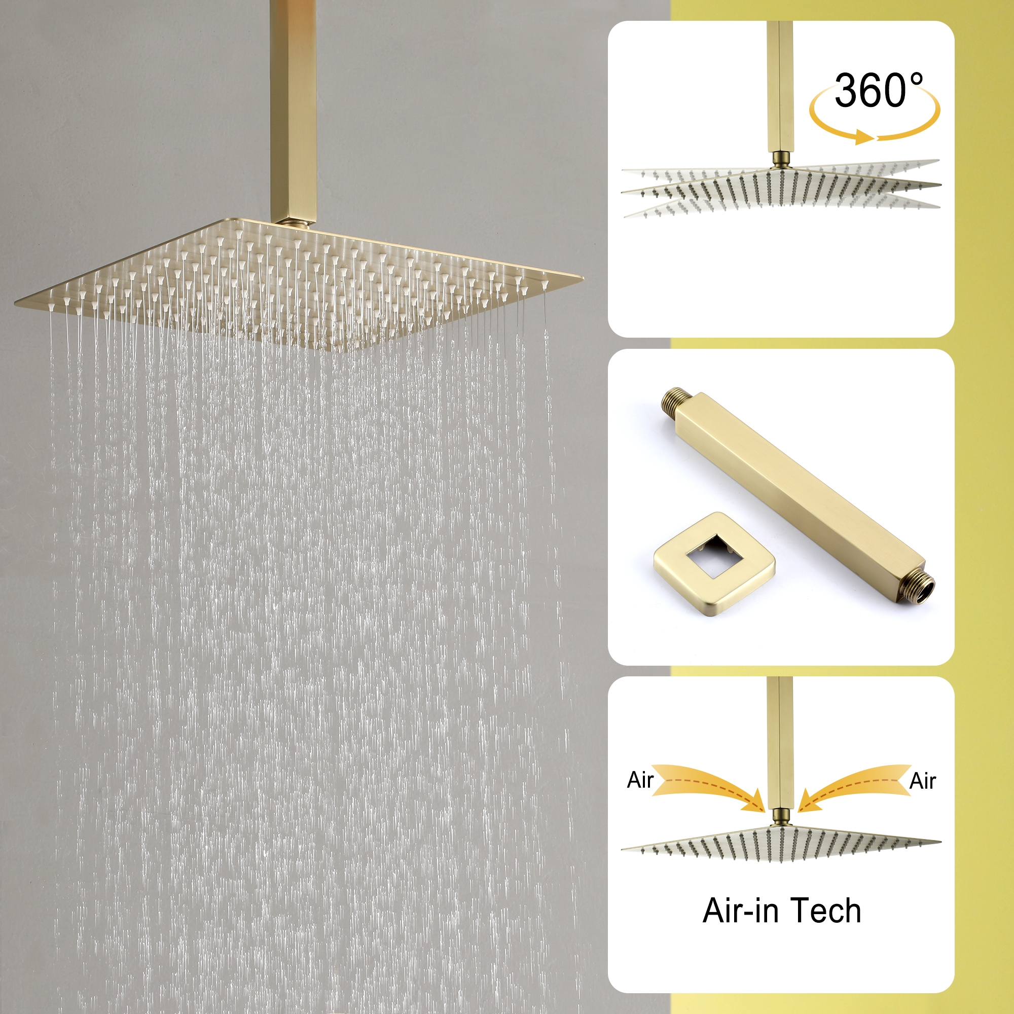 10-inch/12inch Rainfall Shower System With Hand Shower & Pressure-Balanced Valve