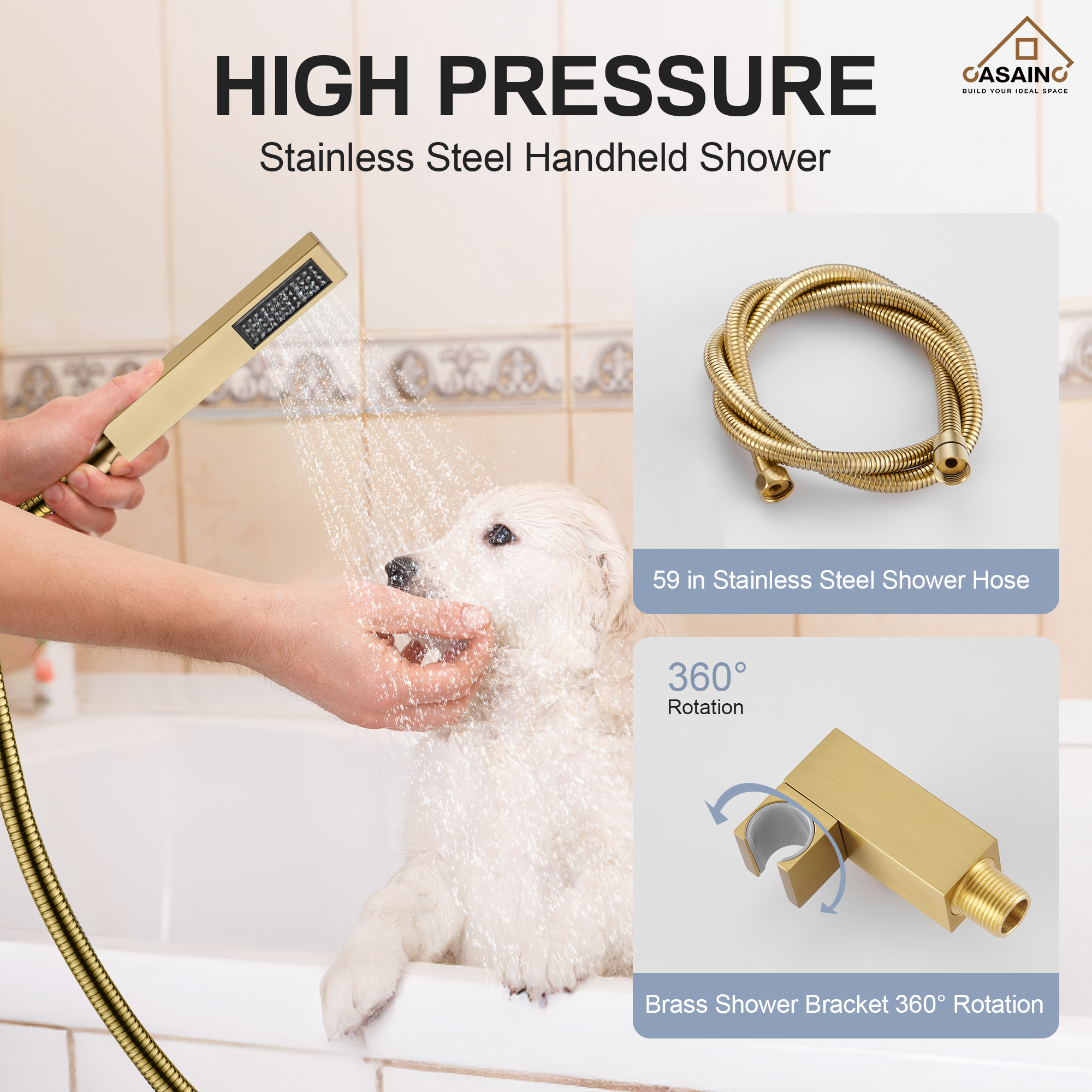 12" Ceiling Mount Rain Shower System with Handheld and Body Jets