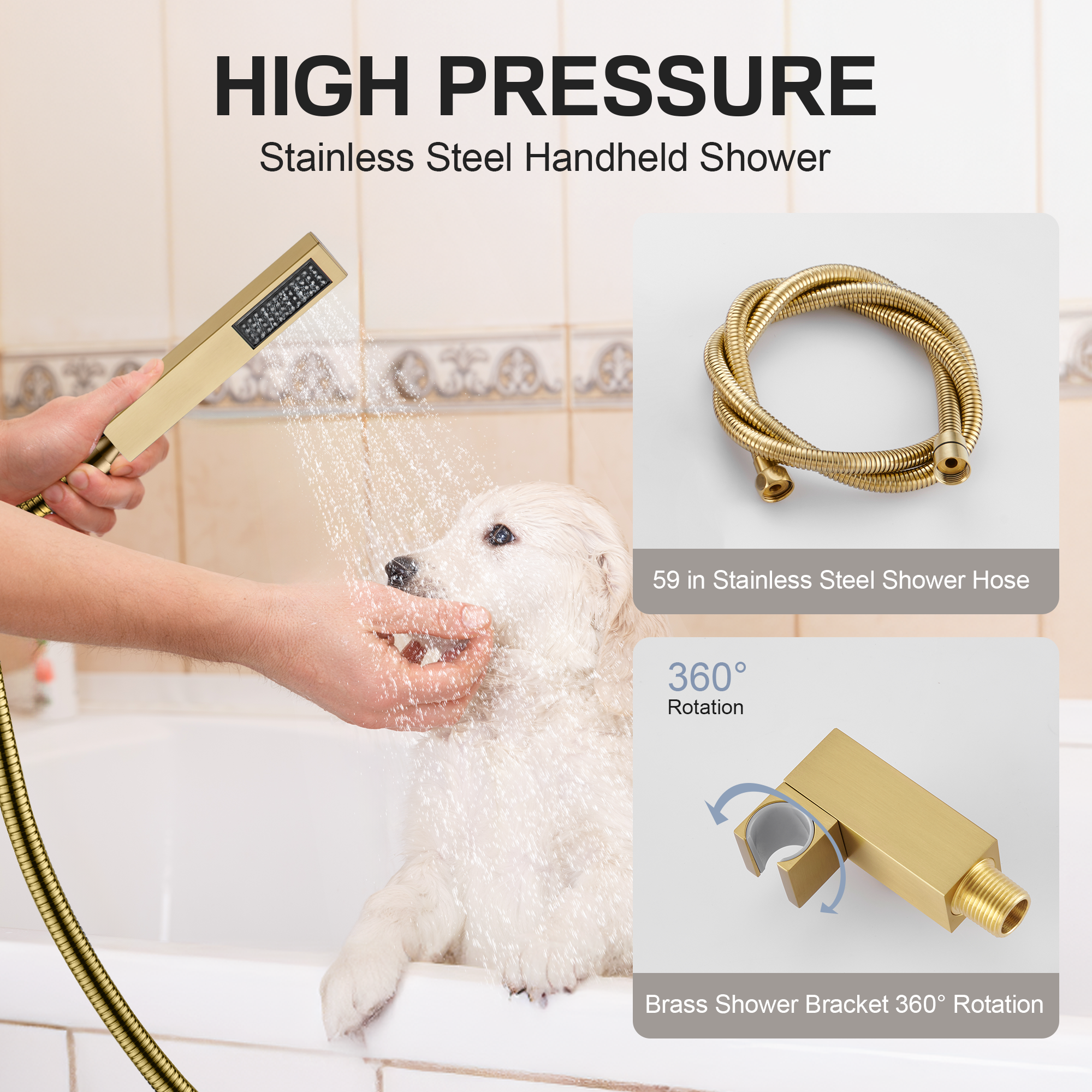 12" Thermostatic Shower System with Rainfall Showerhead & 6 Body Jets