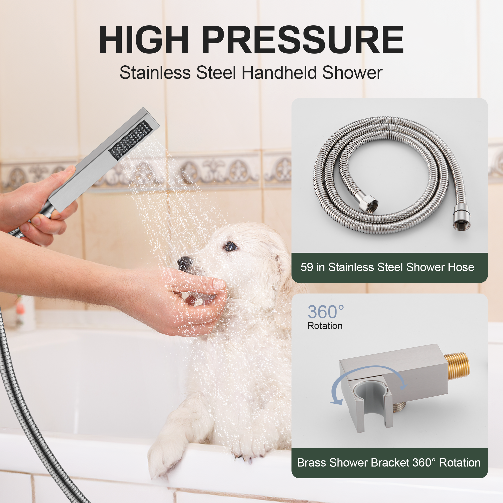 12" Thermostatic Shower System with Rainfall Showerhead & 6 Body Jets