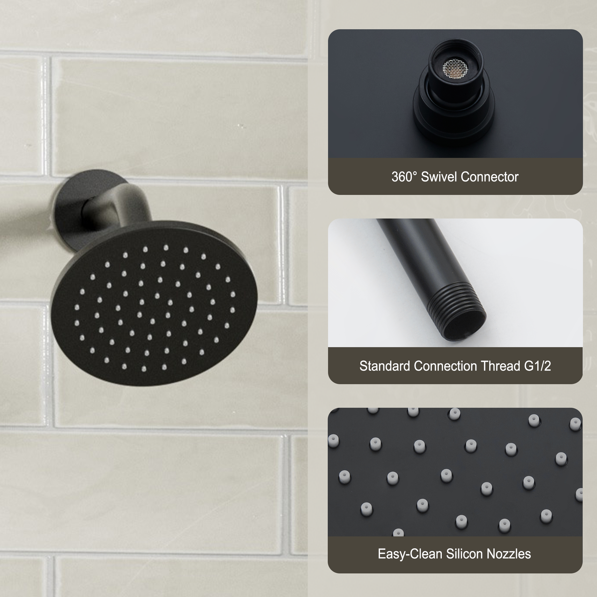 3-Function Shower System with Dual Showerheads and Balancing Valve