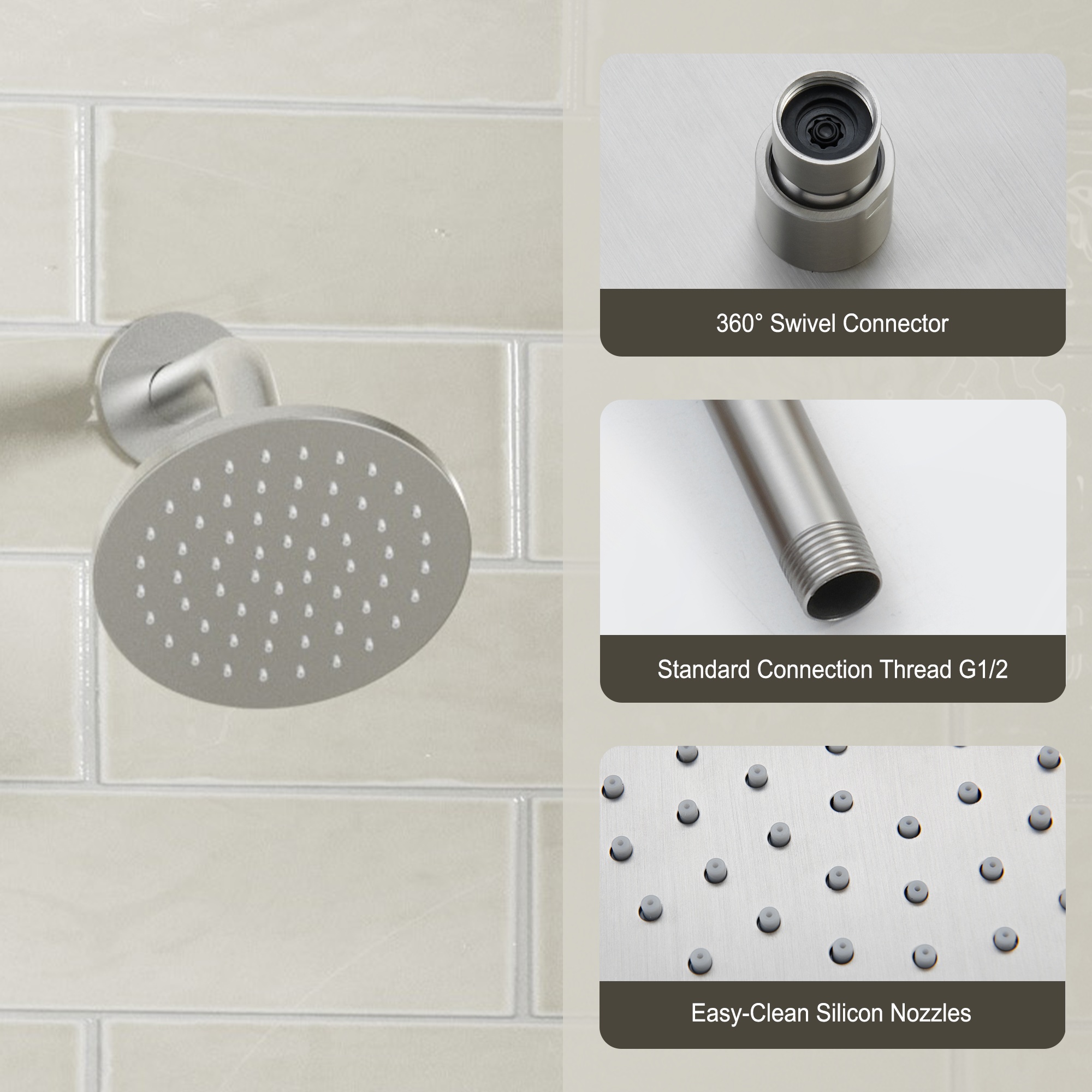3-Function Shower System with Dual Showerheads and Balancing Valve