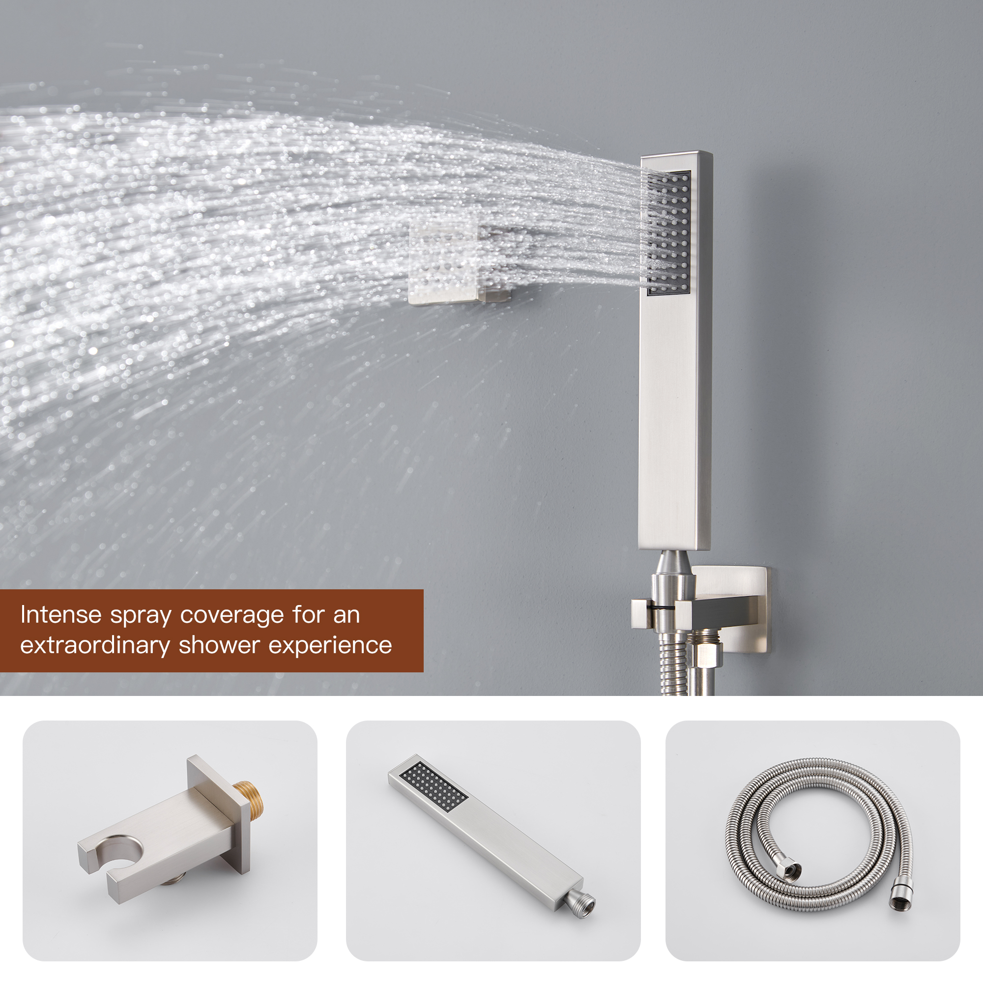Deluxe 4-Function Thermostatic Shower System with LED Lighting & Bluetooth Music 