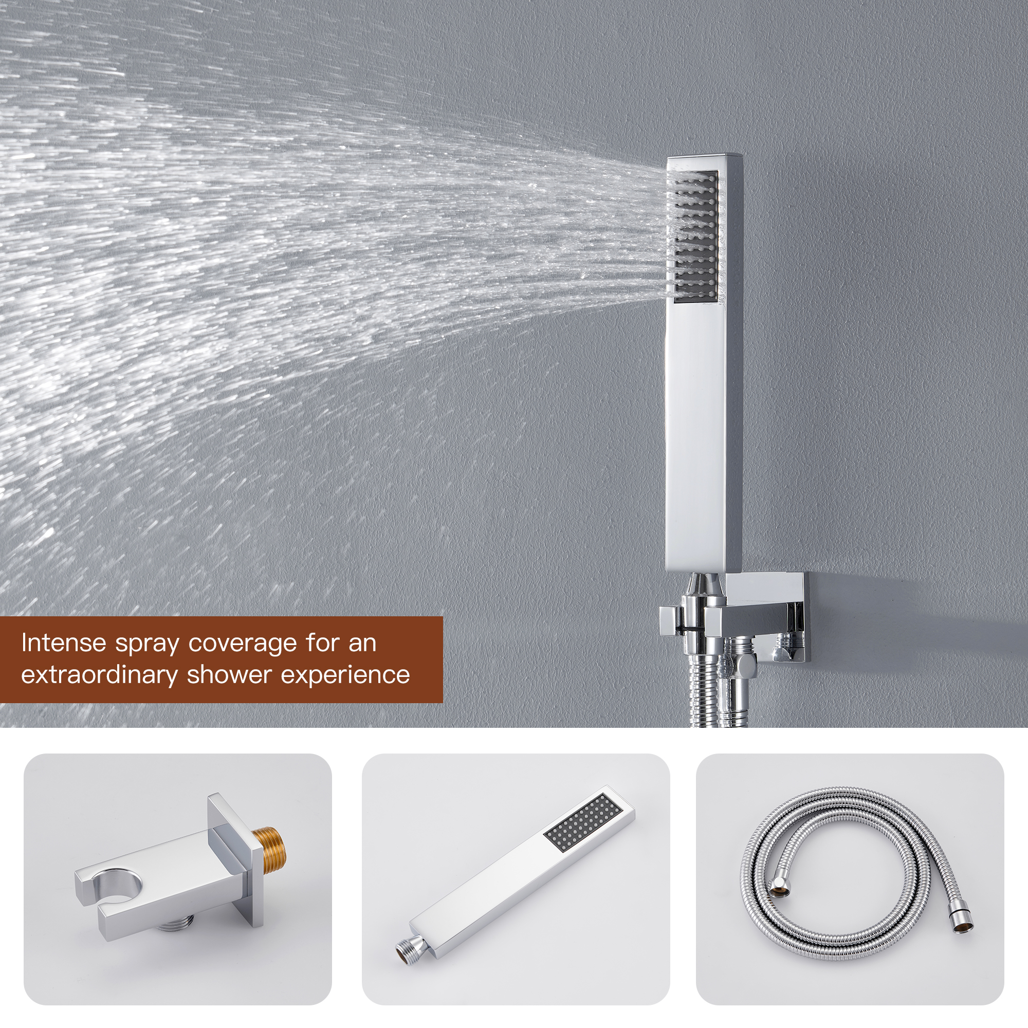 Deluxe 4-Function Thermostatic Shower System with LED Lighting & Bluetooth Music 