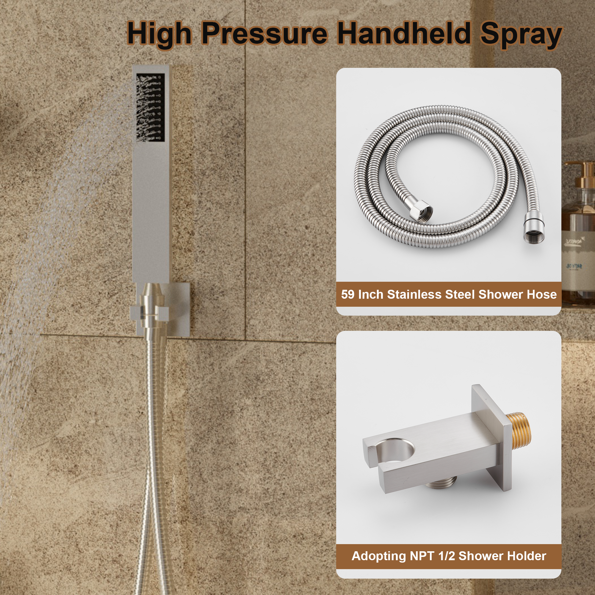 12" Ceiling-Mounted Shower System with Digital Display & 6 Body Jets