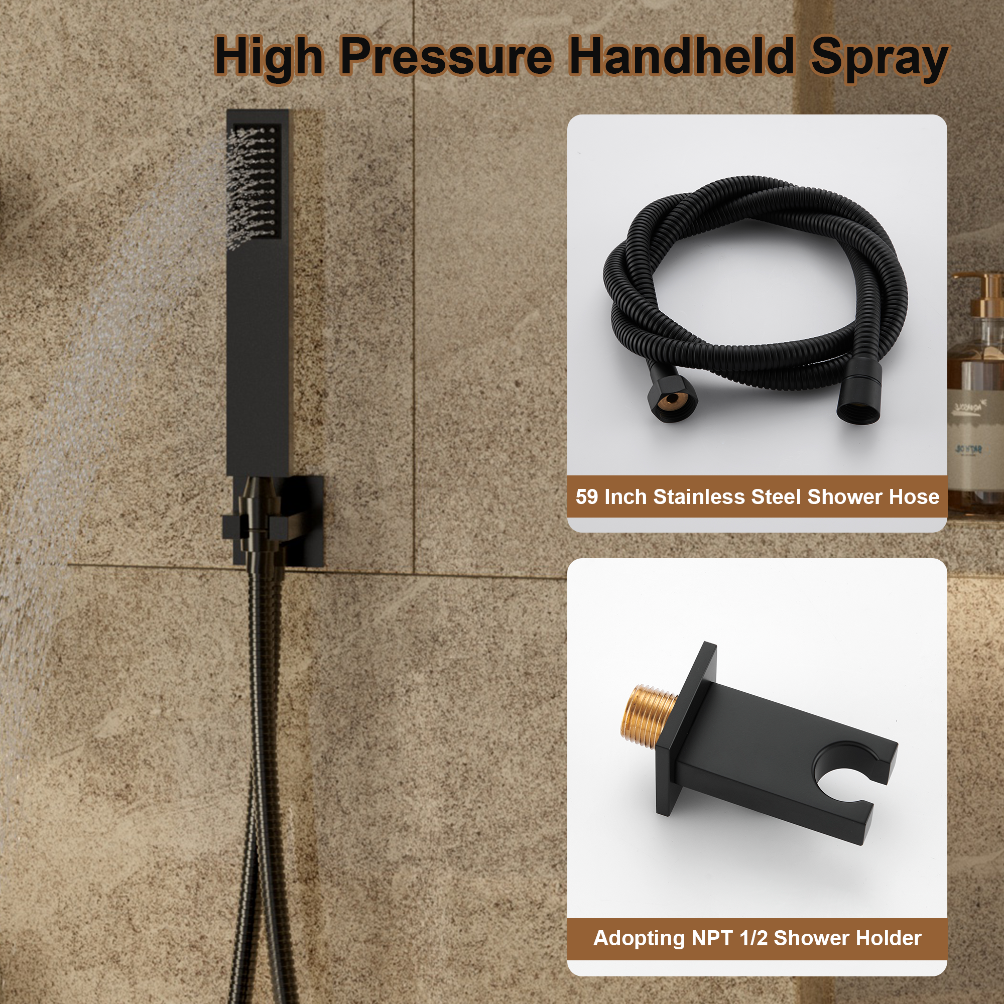 12" Ceiling-Mounted Shower System with Digital Display & 6 Body Jets