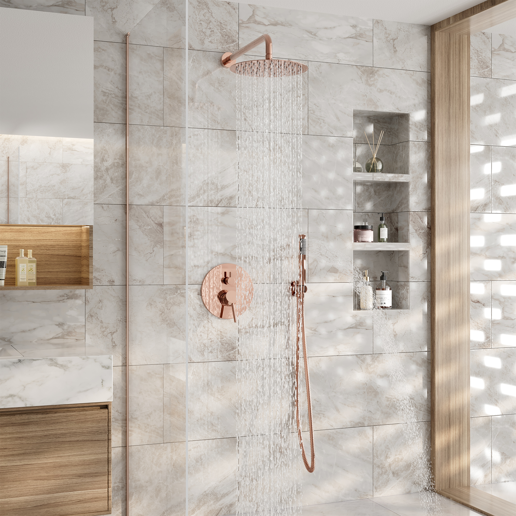 10" High-Pressure Round Shower System with Pressure Balance Valve