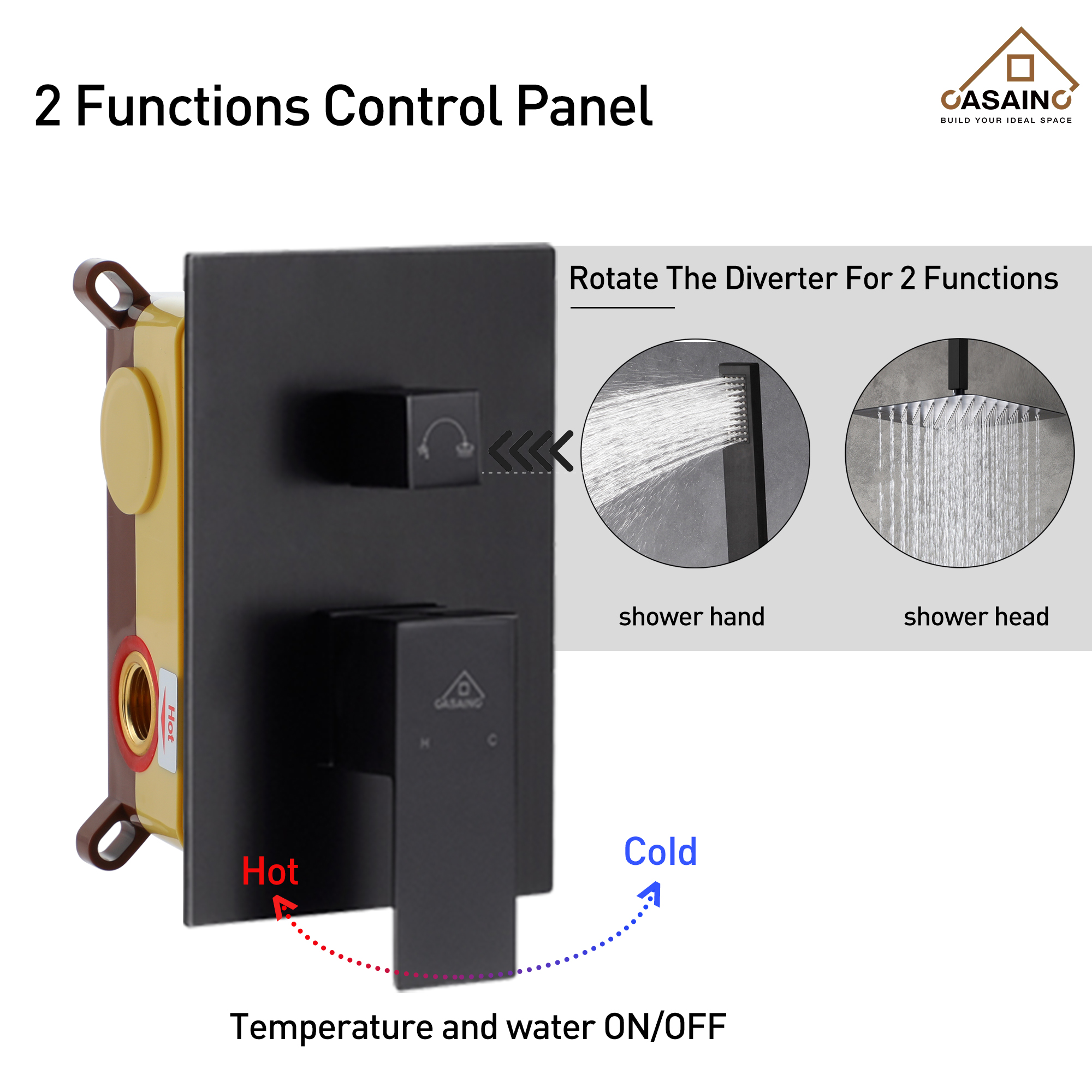 10" Ceiling Mount Dual Shower Head System with Handheld & Rough in Valve
