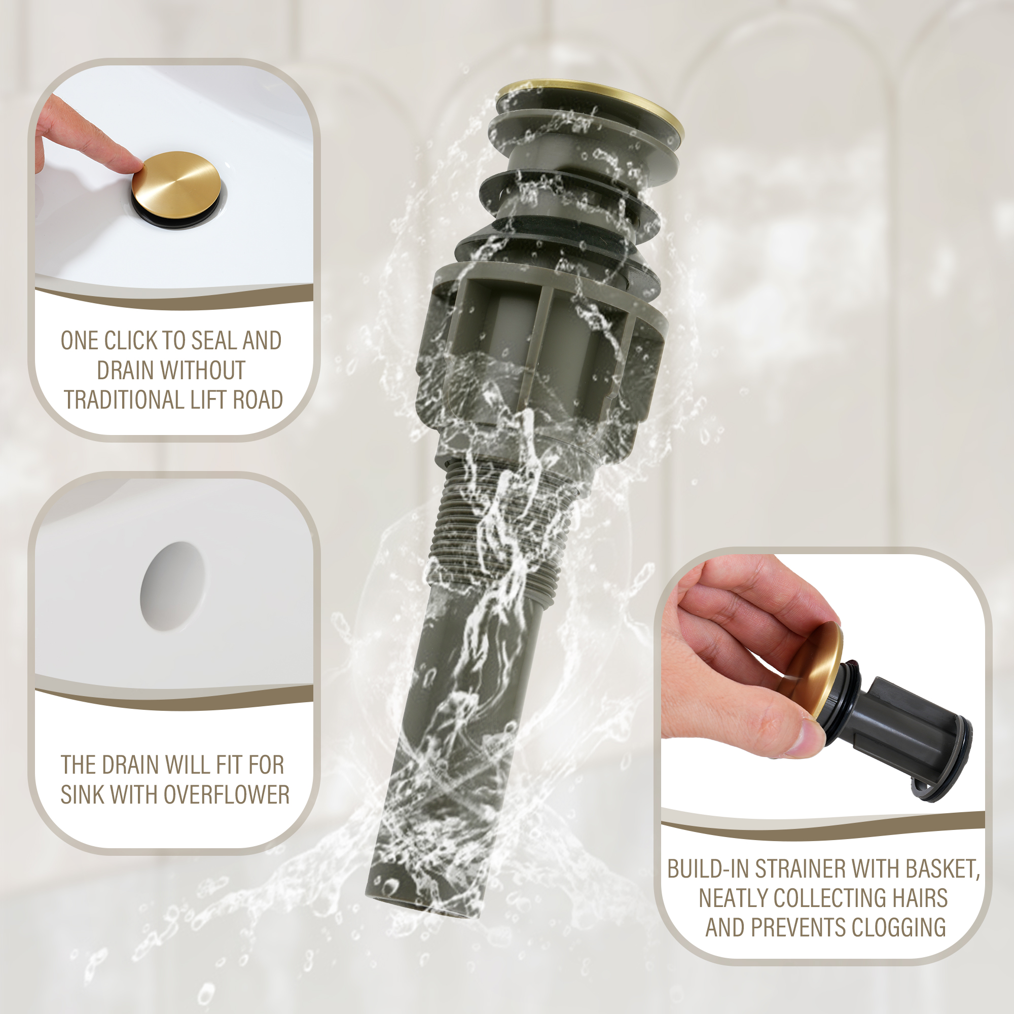 Modern Design 2-Handle Centerset Bathroom Faucet with Pop-up Drain