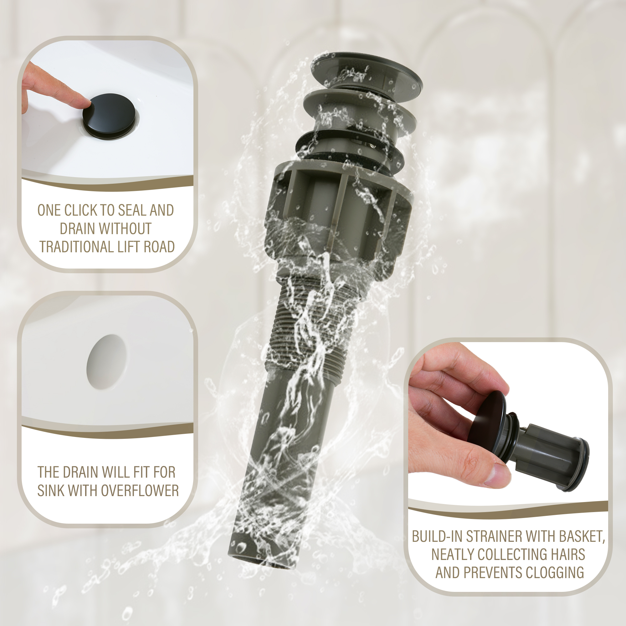 Modern Design 2-Handle Centerset Bathroom Faucet with Pop-up Drain