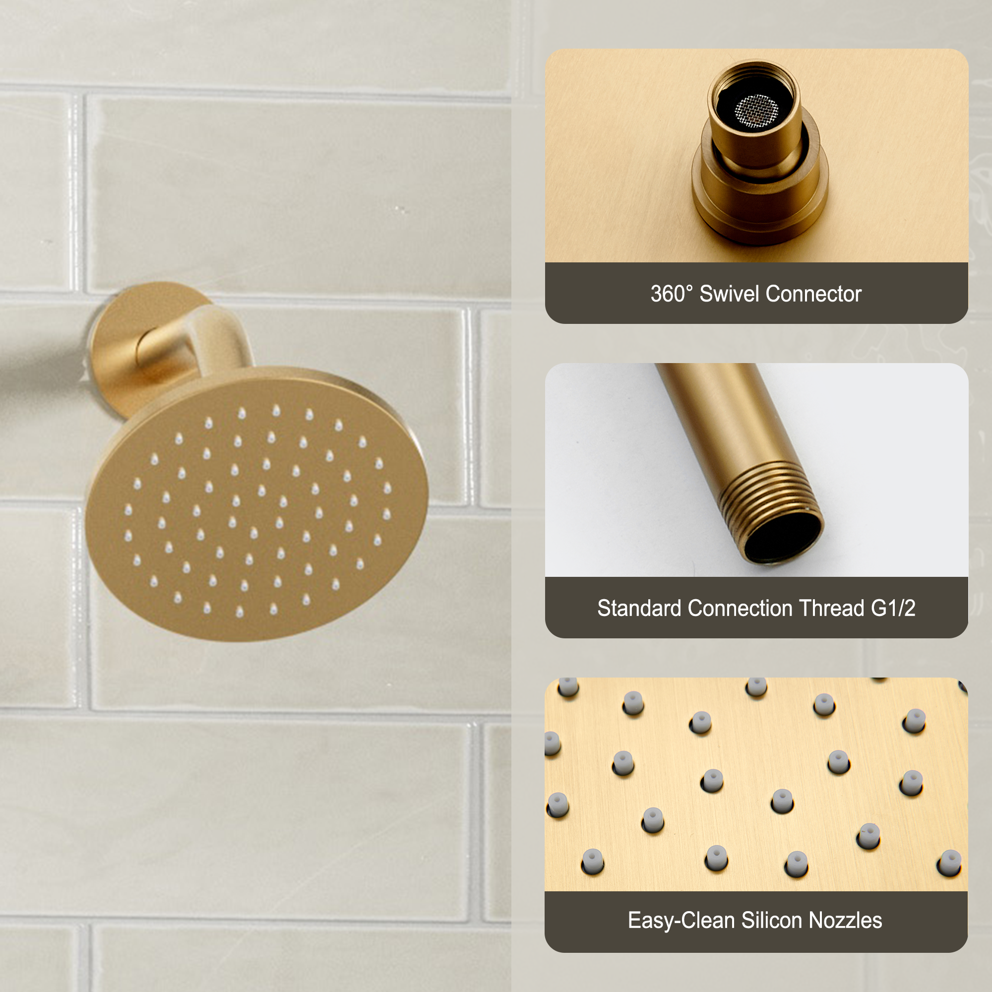 3-Function Shower System with Dual Showerheads and Balancing Valve