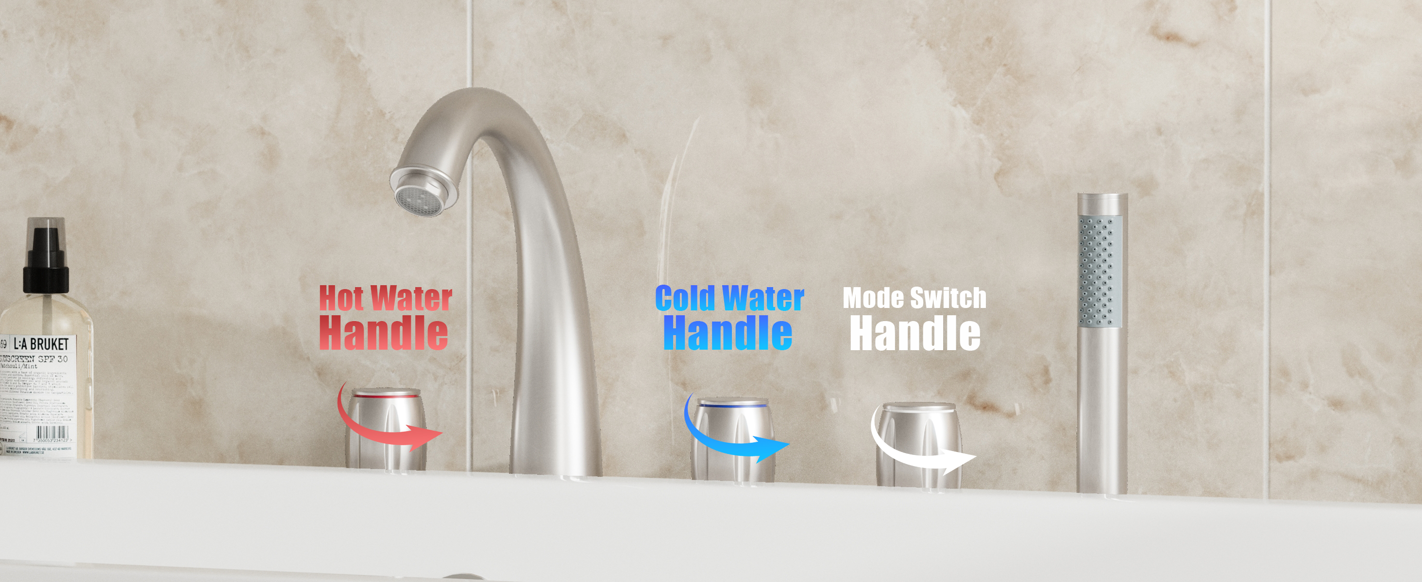 3-Handle 5 Holes Tub Faucet