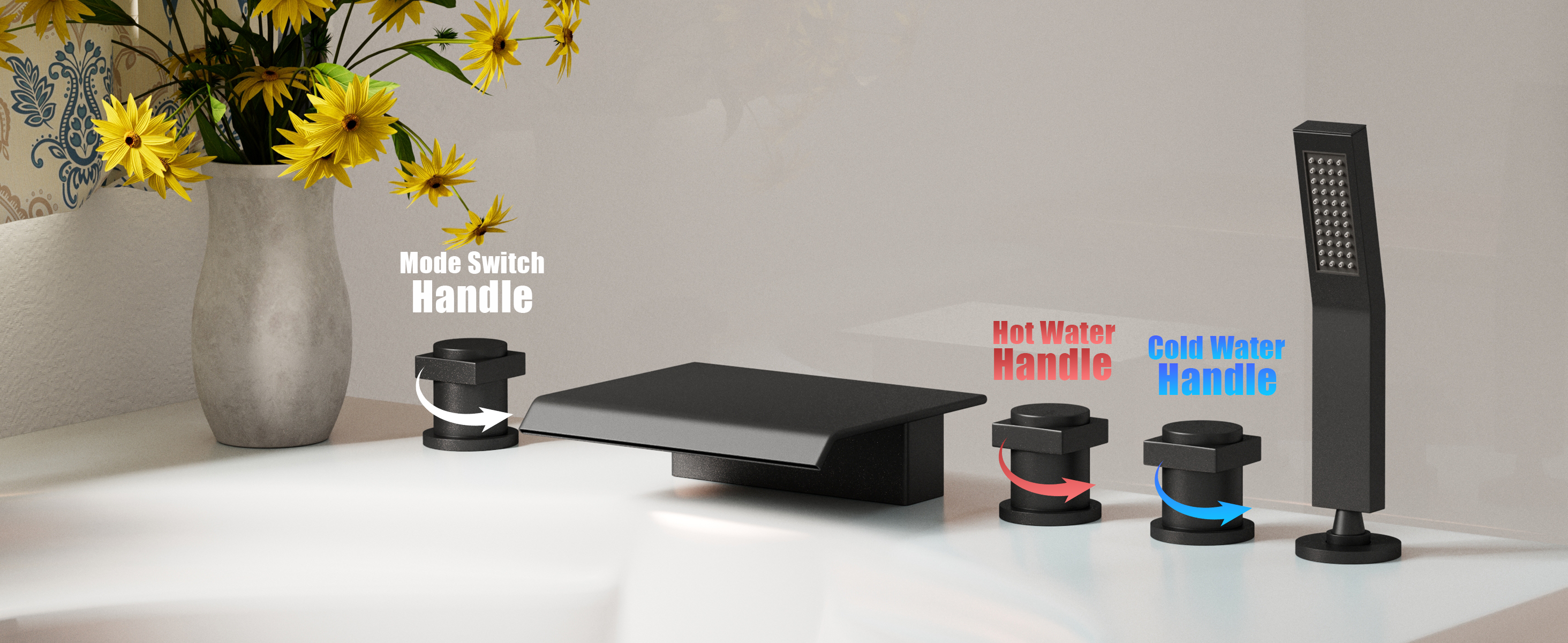 3-Handle 5 Holes Tub Faucet
