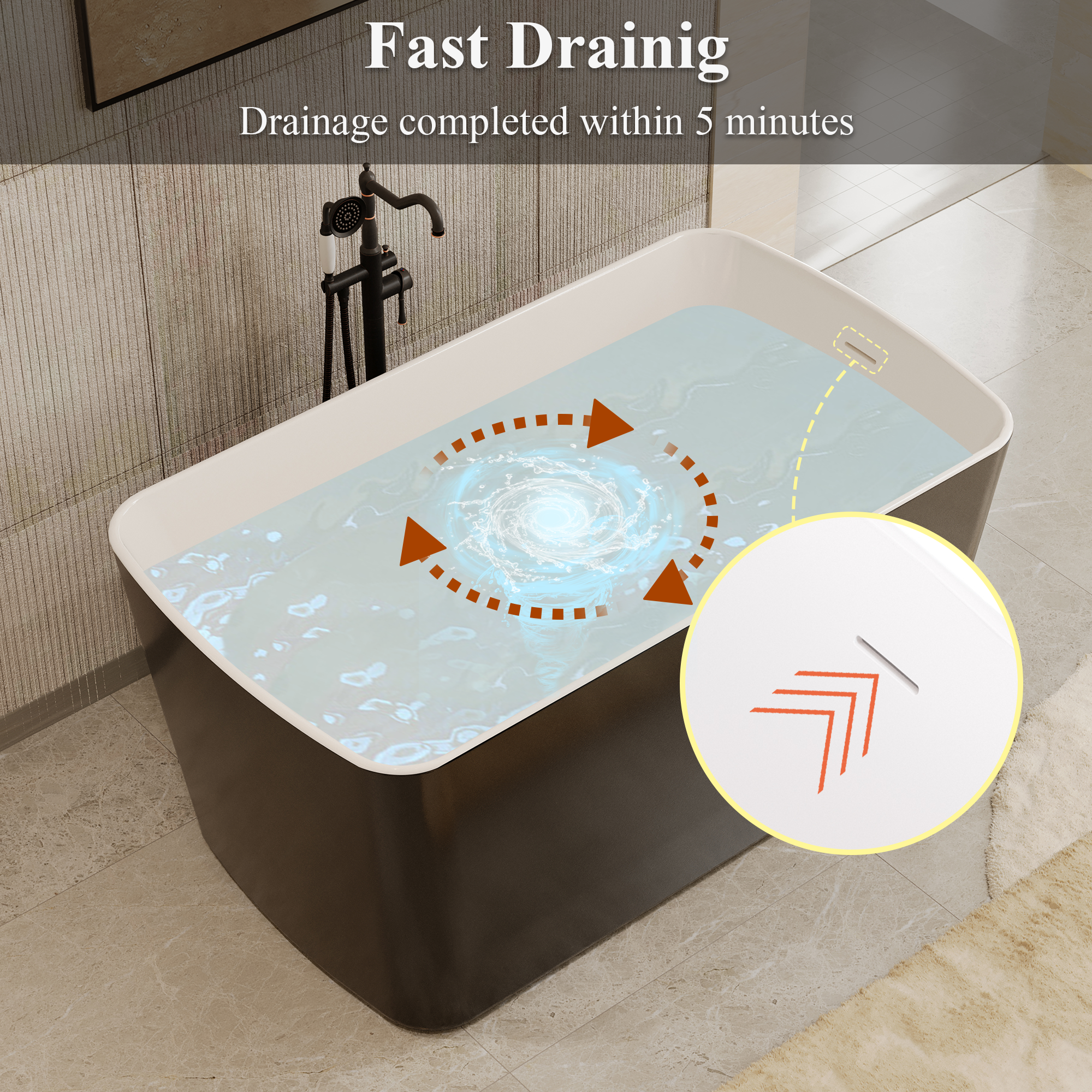 49" Acrylic Freestanding Japanese Soaking Bathtub with Sit-In Design